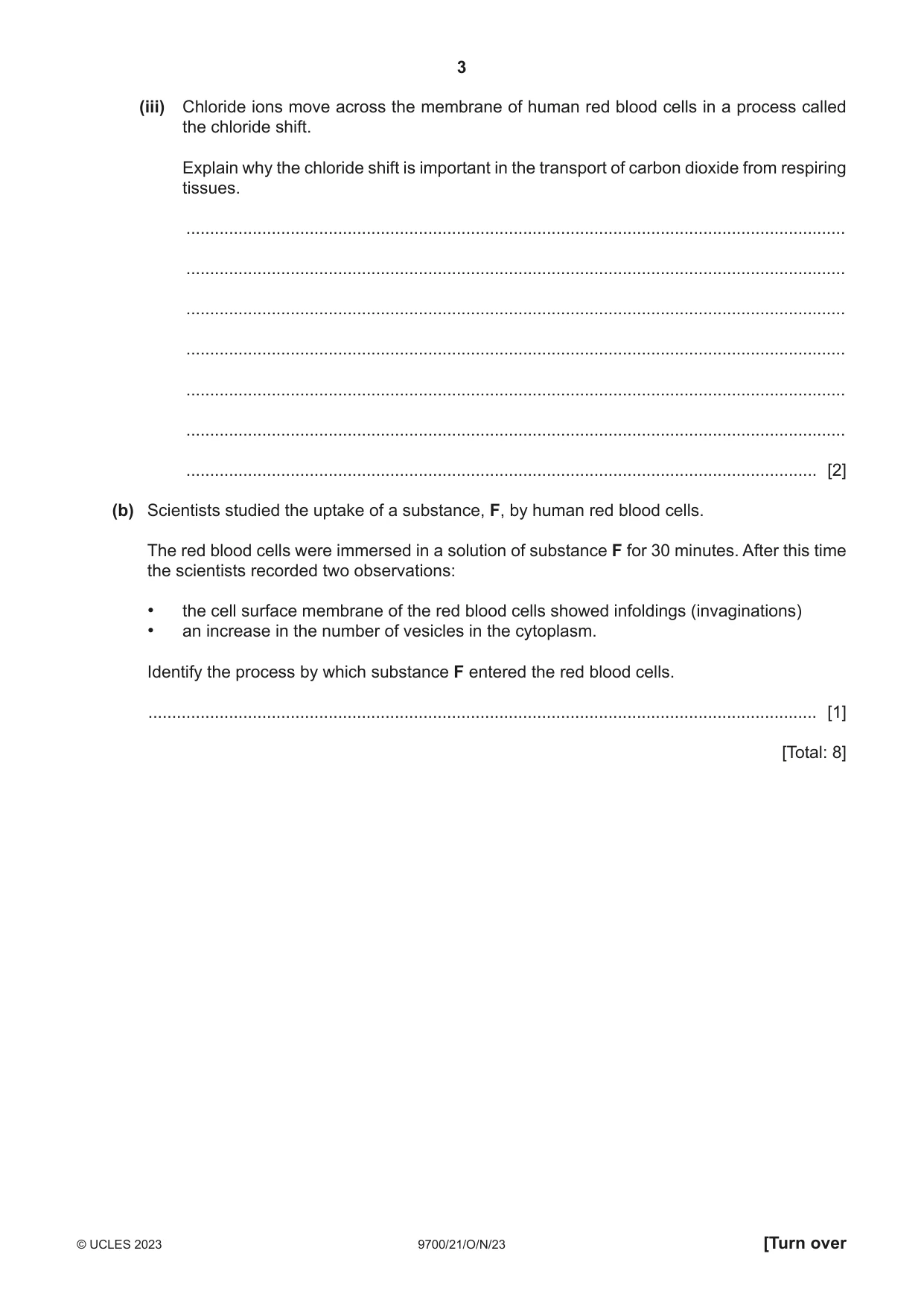 Cambridge A Level Biology 9700 2023 Oct/Nov Paper 2 · Variant 1 question paper, page 3 of 20
