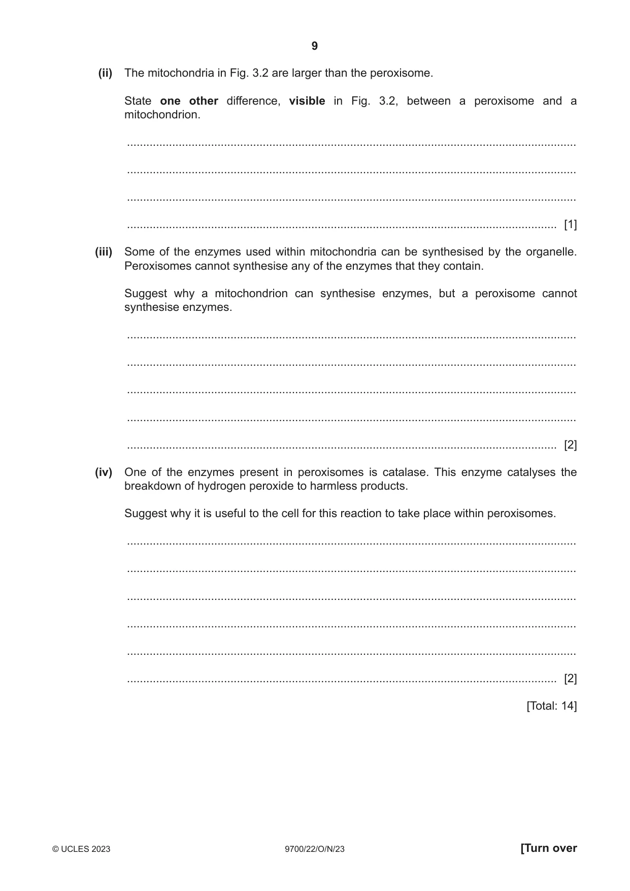 Cambridge A Level Biology 9700 2023 Oct/Nov Paper 2 · Variant 2 question paper, page 9 of 16