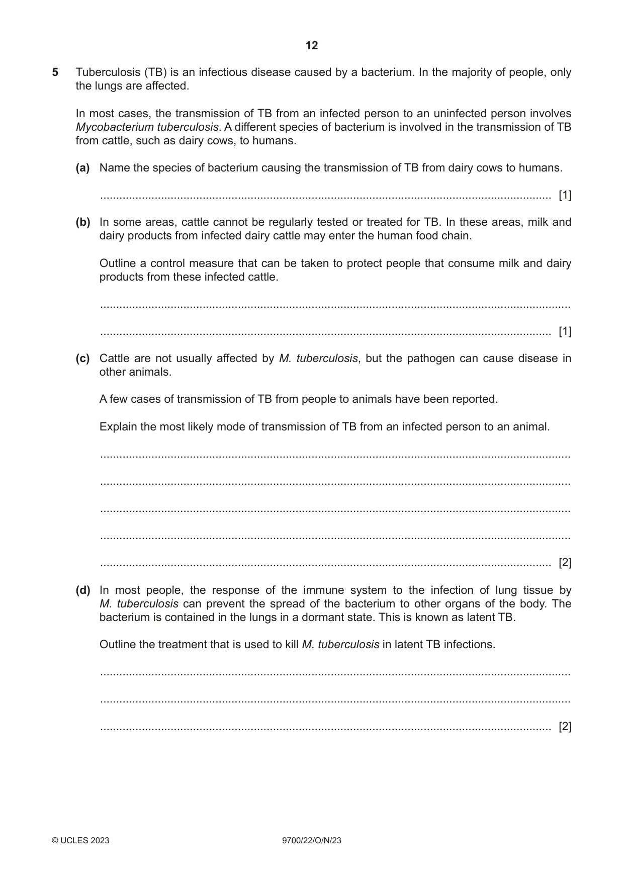Cambridge A Level Biology 9700 2023 Oct/Nov Paper 2 · Variant 2 question paper, page 12 of 16
