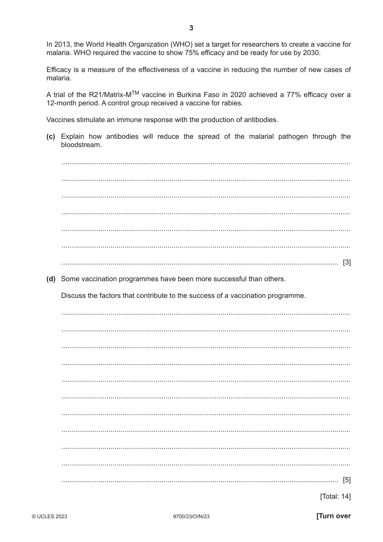 Cambridge A Level Biology 9700 2023 Oct/Nov Paper 2 · Variant 3 question paper, page 3 of 16