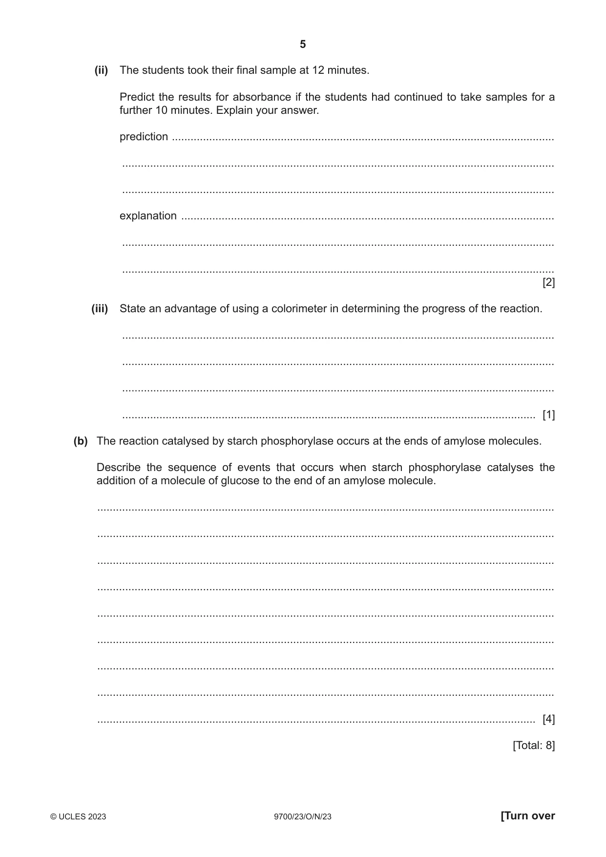 Cambridge A Level Biology 9700 2023 Oct/Nov Paper 2 · Variant 3 question paper, page 5 of 16