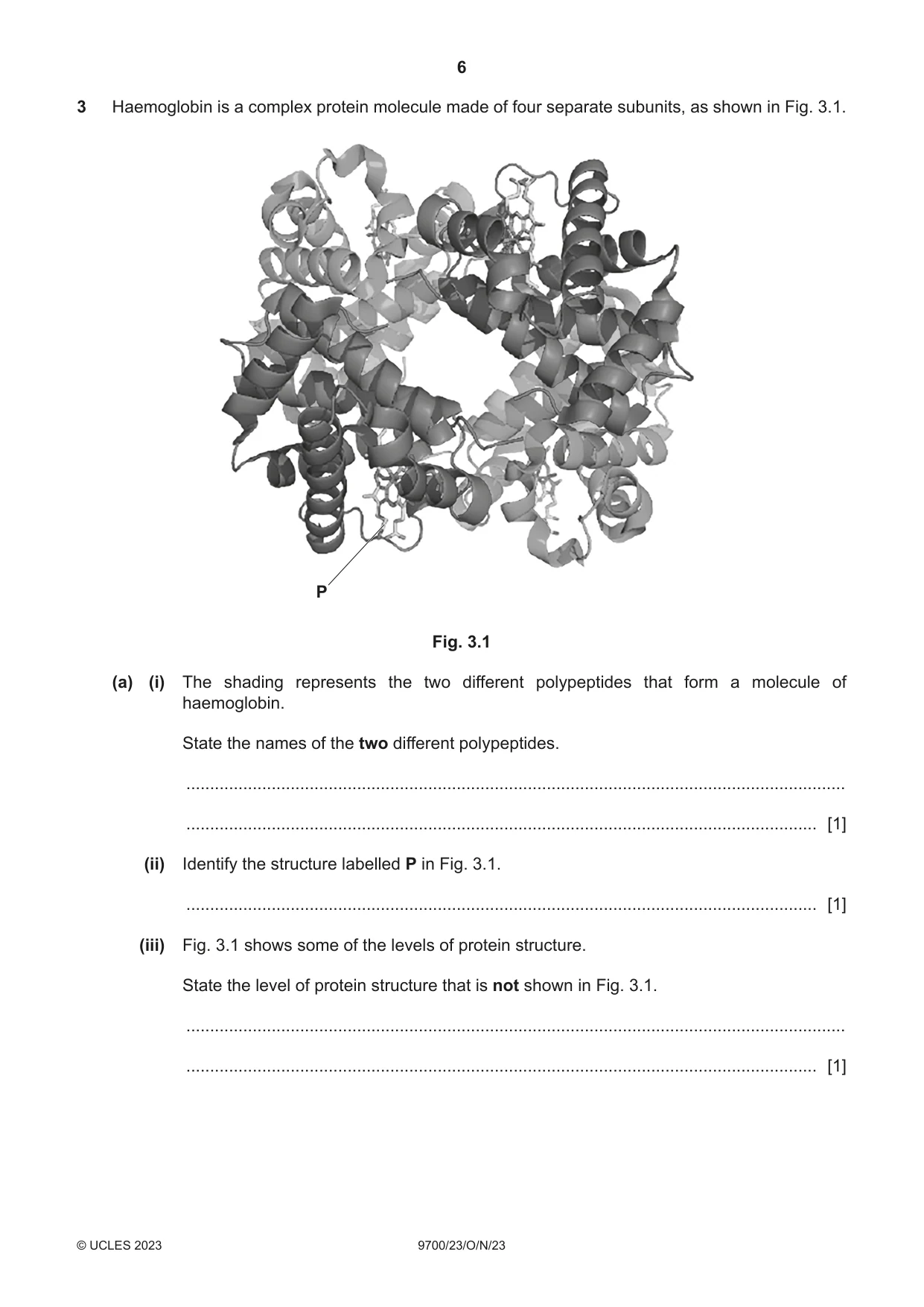 Cambridge A Level Biology 9700 2023 Oct/Nov Paper 2 · Variant 3 question paper, page 6 of 16
