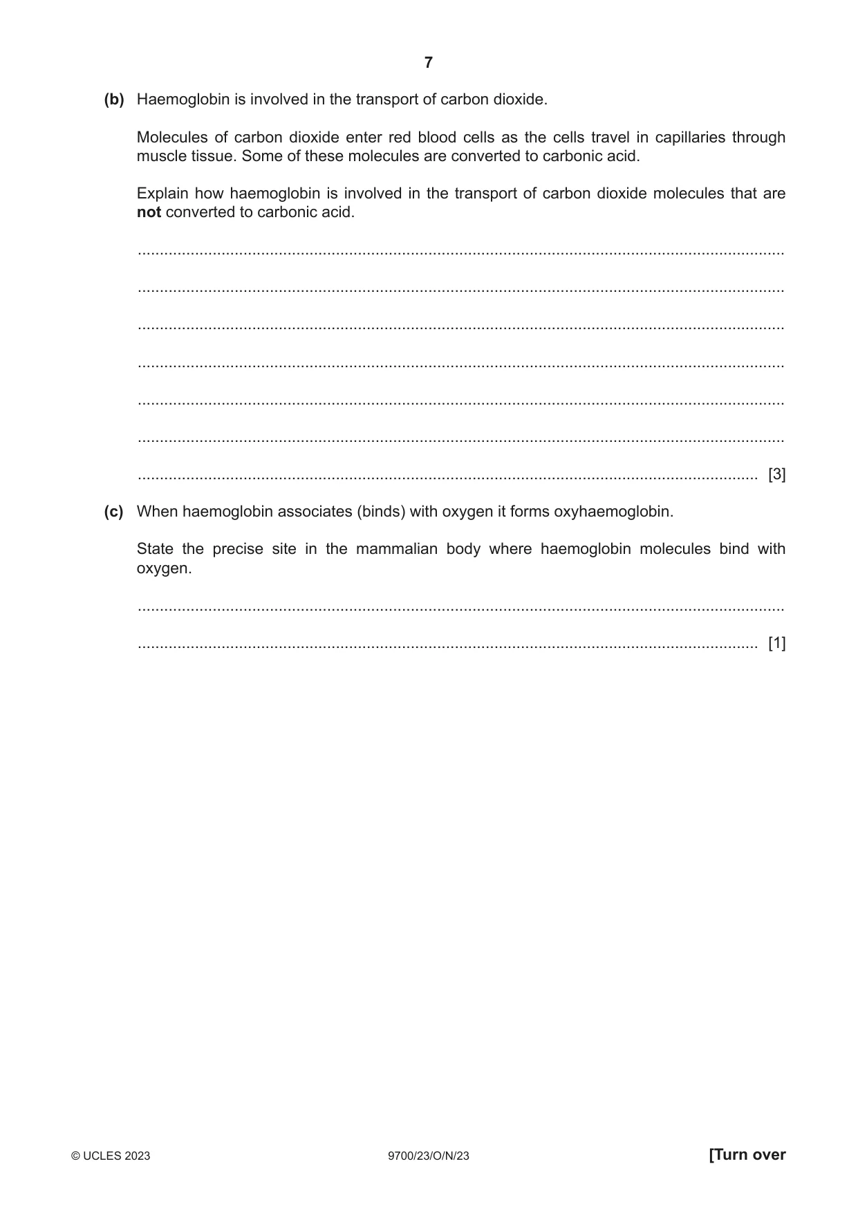 Cambridge A Level Biology 9700 2023 Oct/Nov Paper 2 · Variant 3 question paper, page 7 of 16