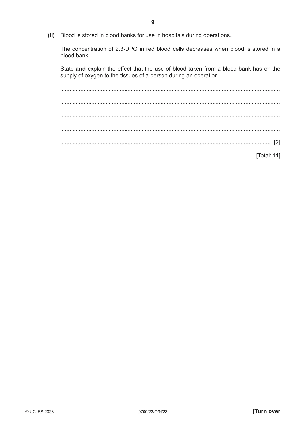 Cambridge A Level Biology 9700 2023 Oct/Nov Paper 2 · Variant 3 question paper, page 9 of 16