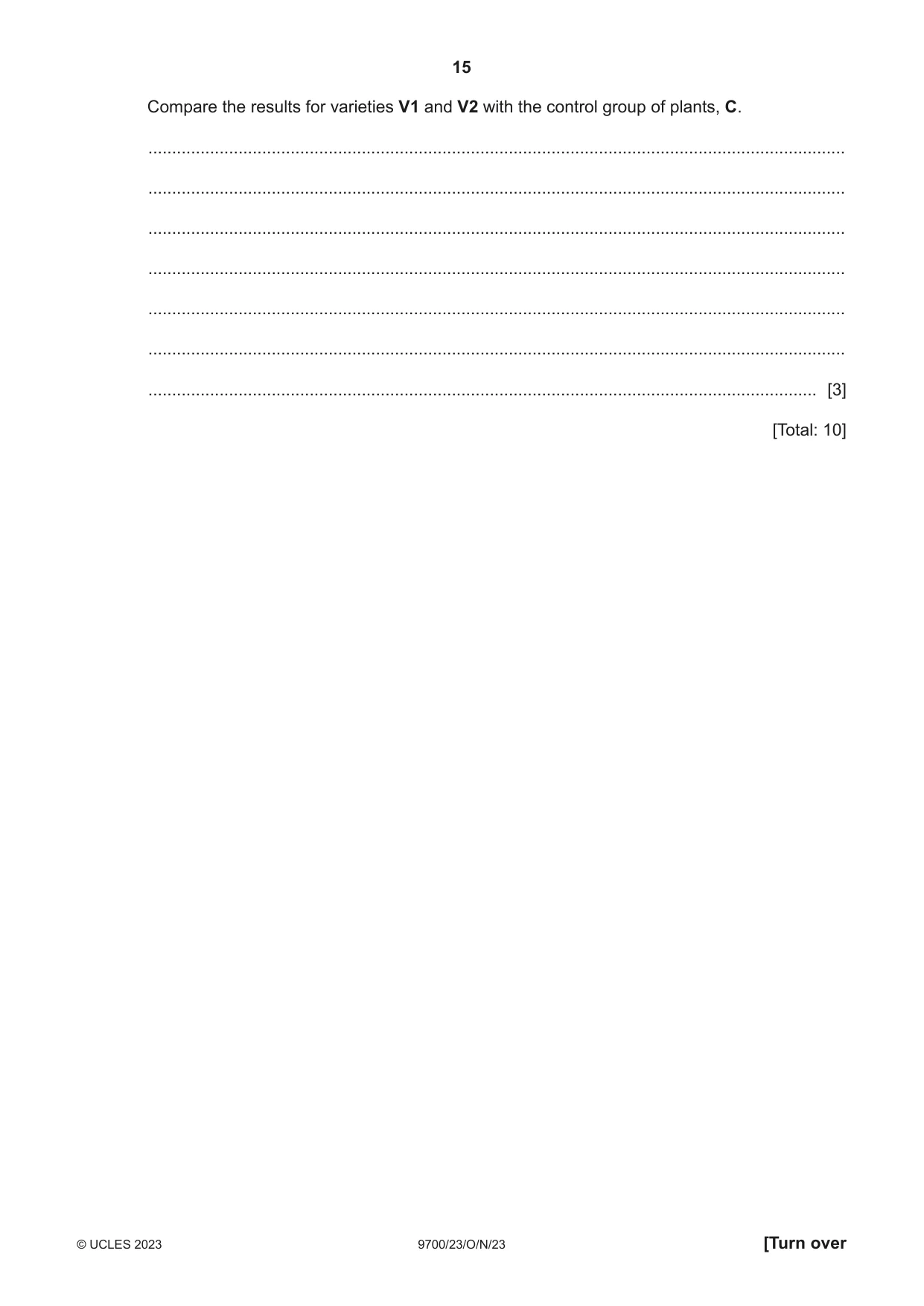 Cambridge A Level Biology 9700 2023 Oct/Nov Paper 2 · Variant 3 question paper, page 15 of 16