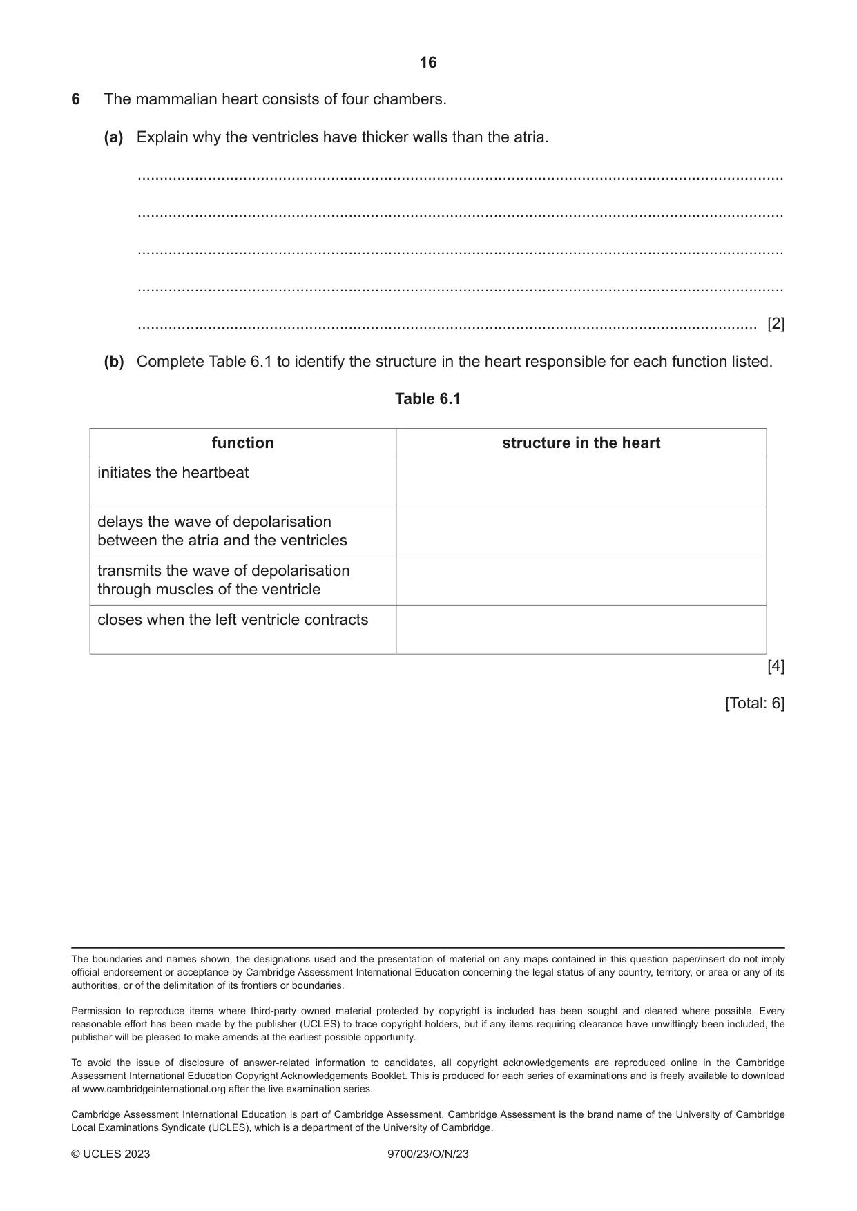 Cambridge A Level Biology 9700 2023 Oct/Nov Paper 2 · Variant 3 question paper, page 16 of 16