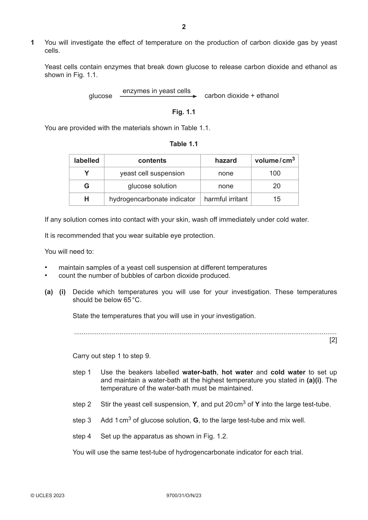 Cambridge A Level Biology 9700 2023 Oct/Nov Paper 3 · Variant 1 question paper, page 2 of 12