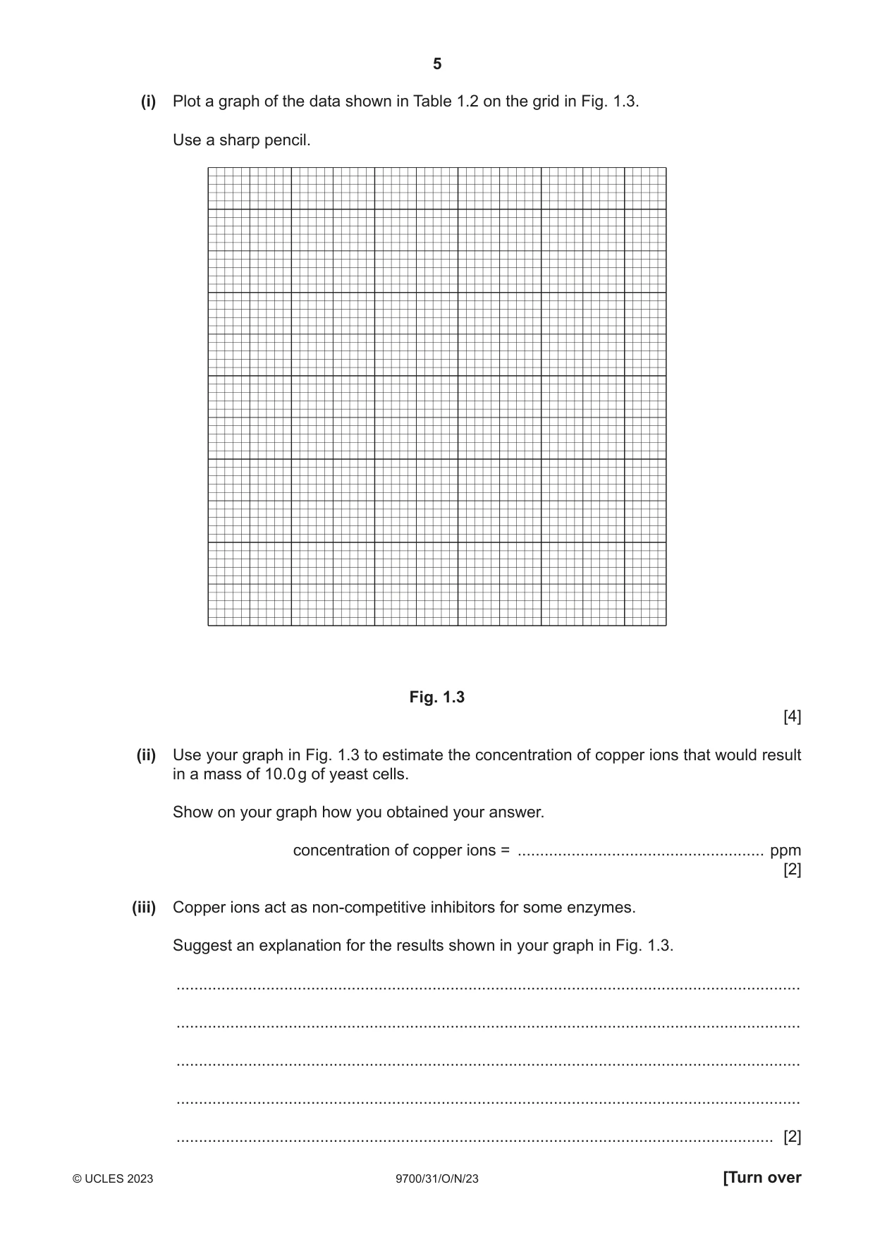 Cambridge A Level Biology 9700 2023 Oct/Nov Paper 3 · Variant 1 question paper, page 5 of 12
