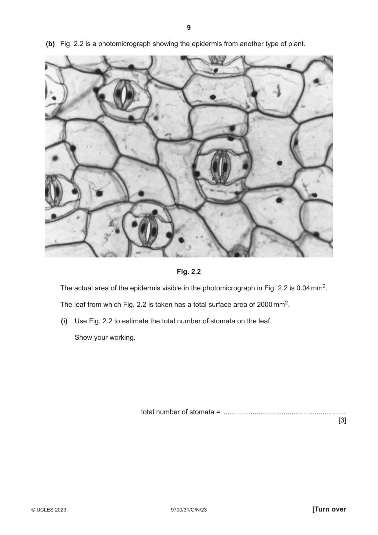 Cambridge A Level Biology 9700 2023 Oct/Nov Paper 3 · Variant 1 question paper, page 9 of 12