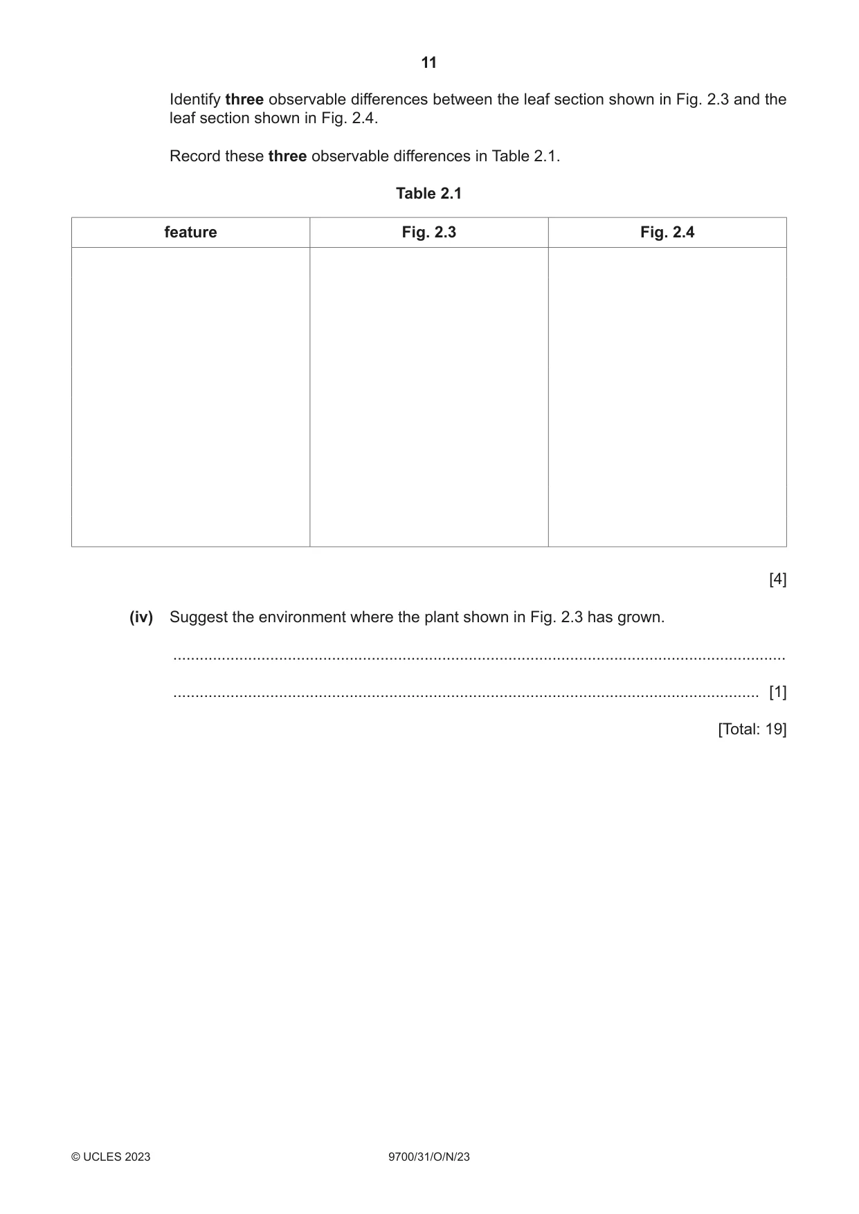 Cambridge A Level Biology 9700 2023 Oct/Nov Paper 3 · Variant 1 question paper, page 11 of 12
