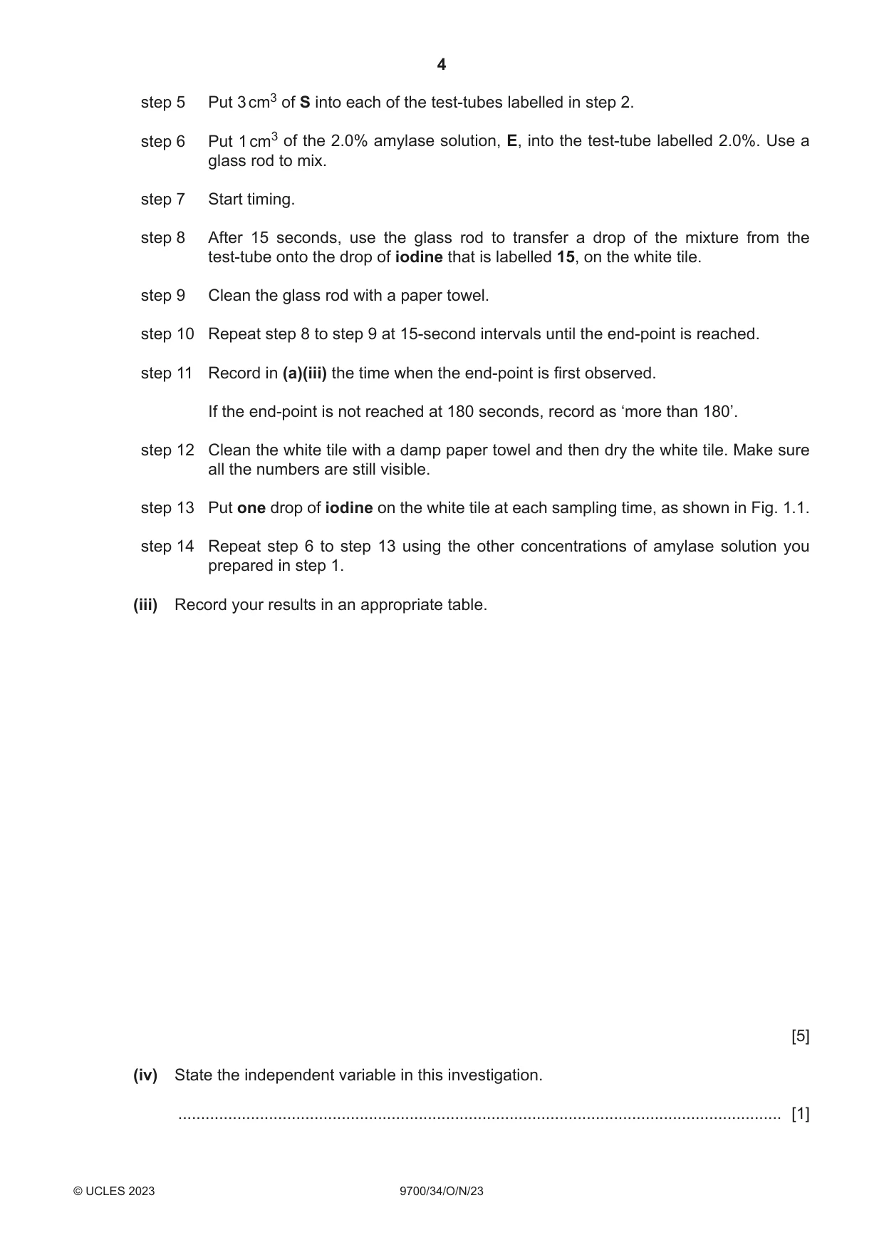 Cambridge A Level Biology 9700 2023 Oct/Nov Paper 3 · Variant 4 question paper, page 4 of 16