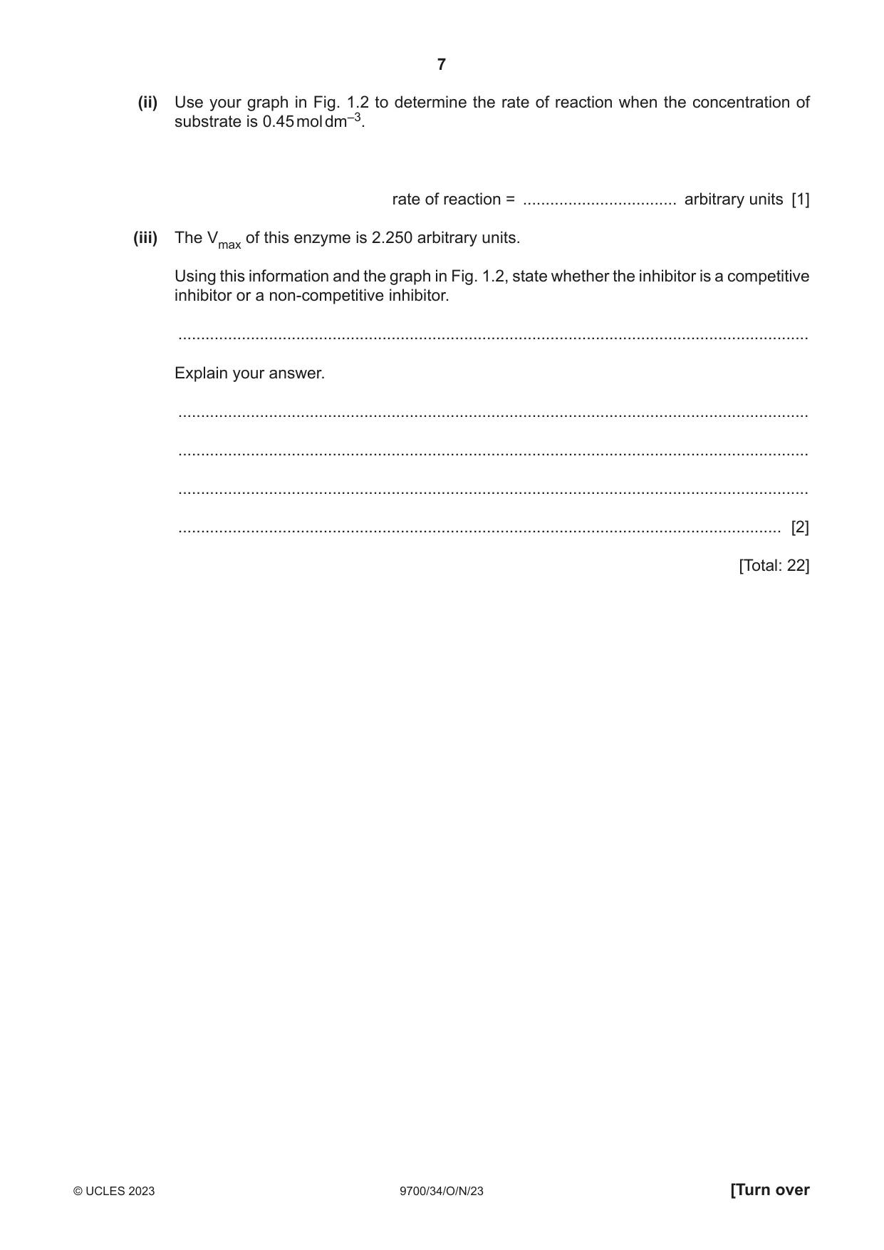 Cambridge A Level Biology 9700 2023 Oct/Nov Paper 3 · Variant 4 question paper, page 7 of 16