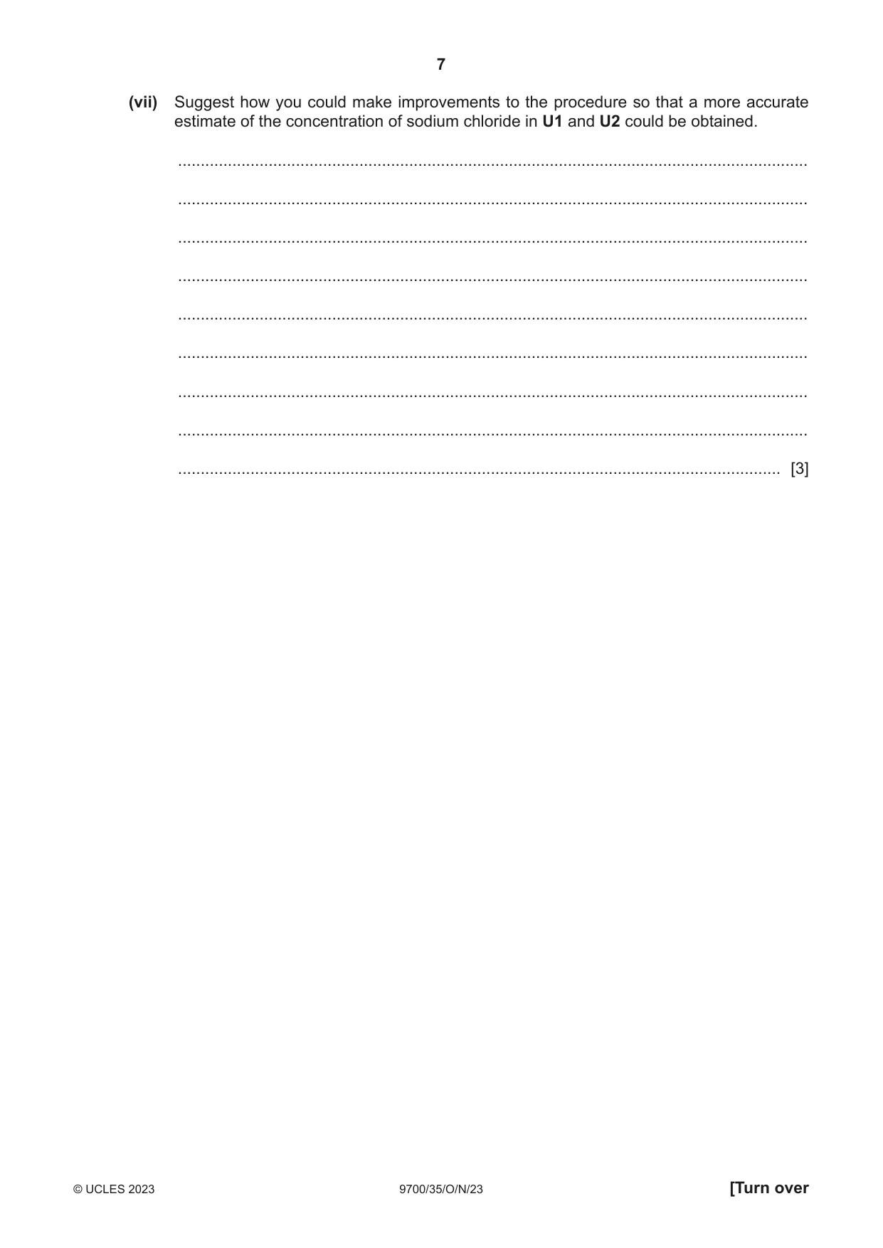 Cambridge A Level Biology 9700 2023 Oct/Nov Paper 3 · Variant 5 question paper, page 7 of 16