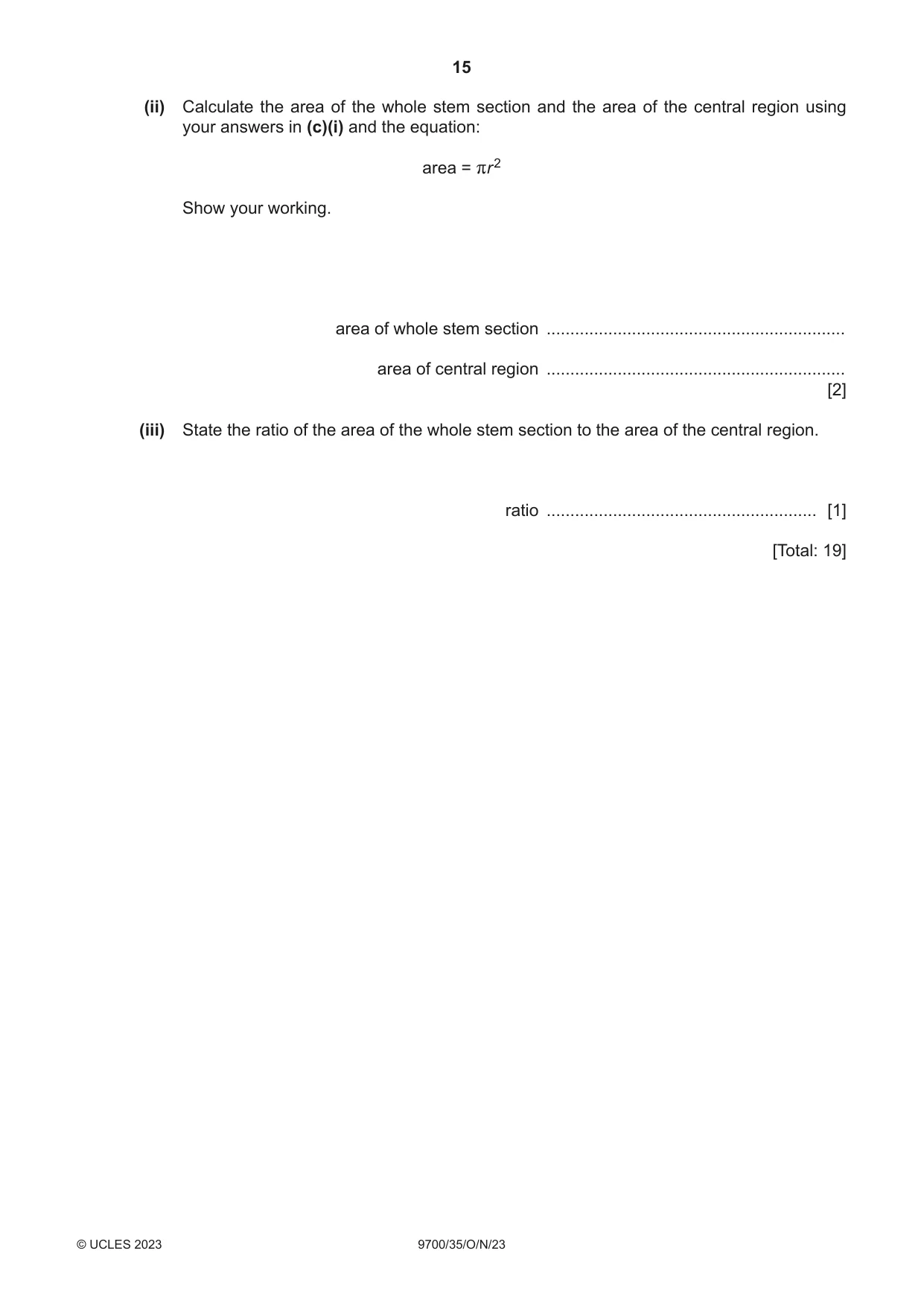 Cambridge A Level Biology 9700 2023 Oct/Nov Paper 3 · Variant 5 question paper, page 15 of 16