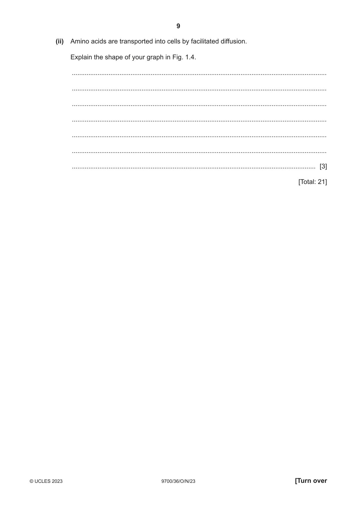 Cambridge A Level Biology 9700 2023 Oct/Nov Paper 3 · Variant 6 question paper, page 9 of 16