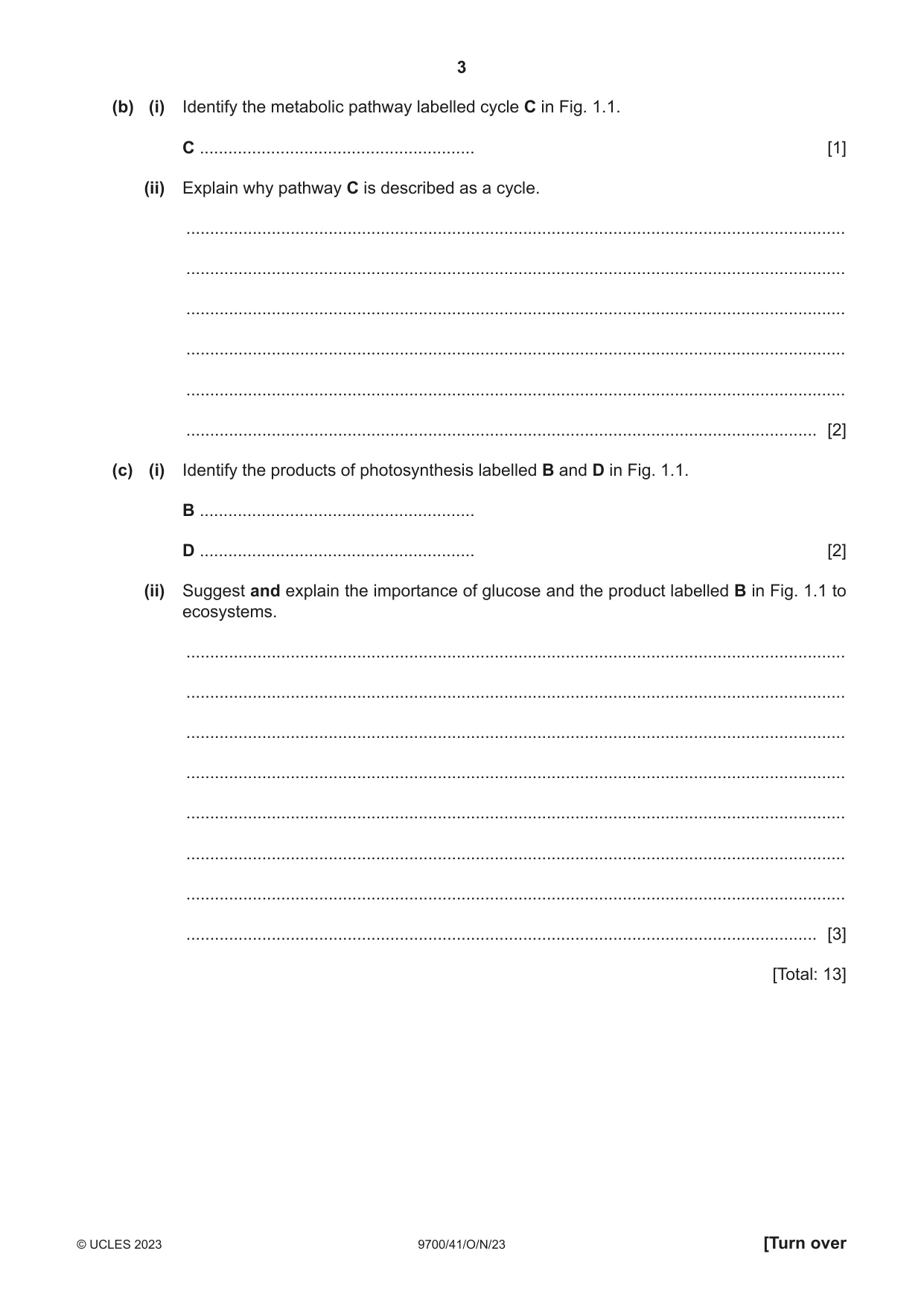 Cambridge A Level Biology 9700 2023 Oct/Nov Paper 4 · Variant 1 question paper, page 3 of 28