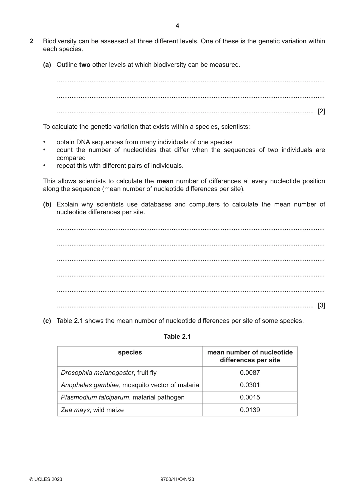 Cambridge A Level Biology 9700 2023 Oct/Nov Paper 4 · Variant 1 question paper, page 4 of 28