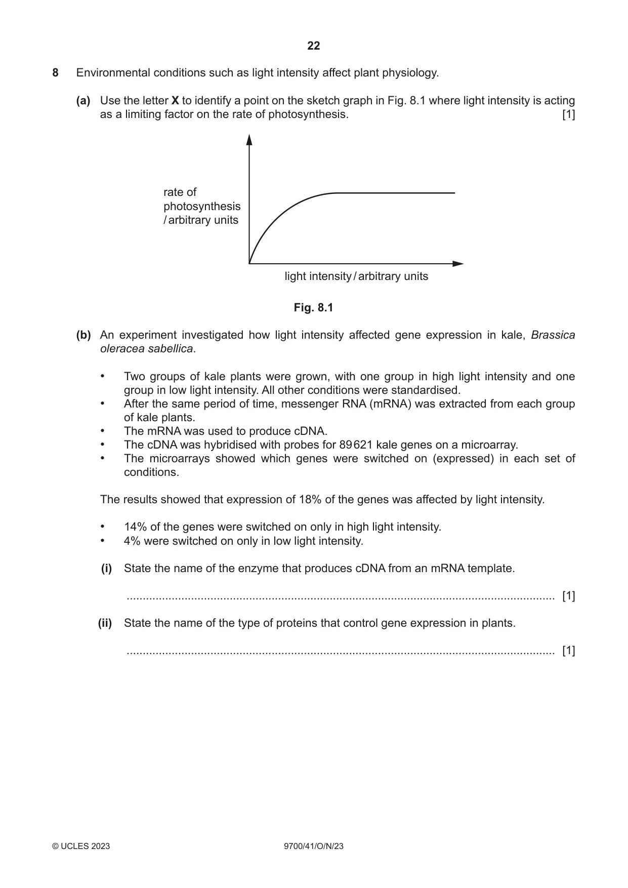 Cambridge A Level Biology 9700 2023 Oct/Nov Paper 4 · Variant 1 question paper, page 22 of 28