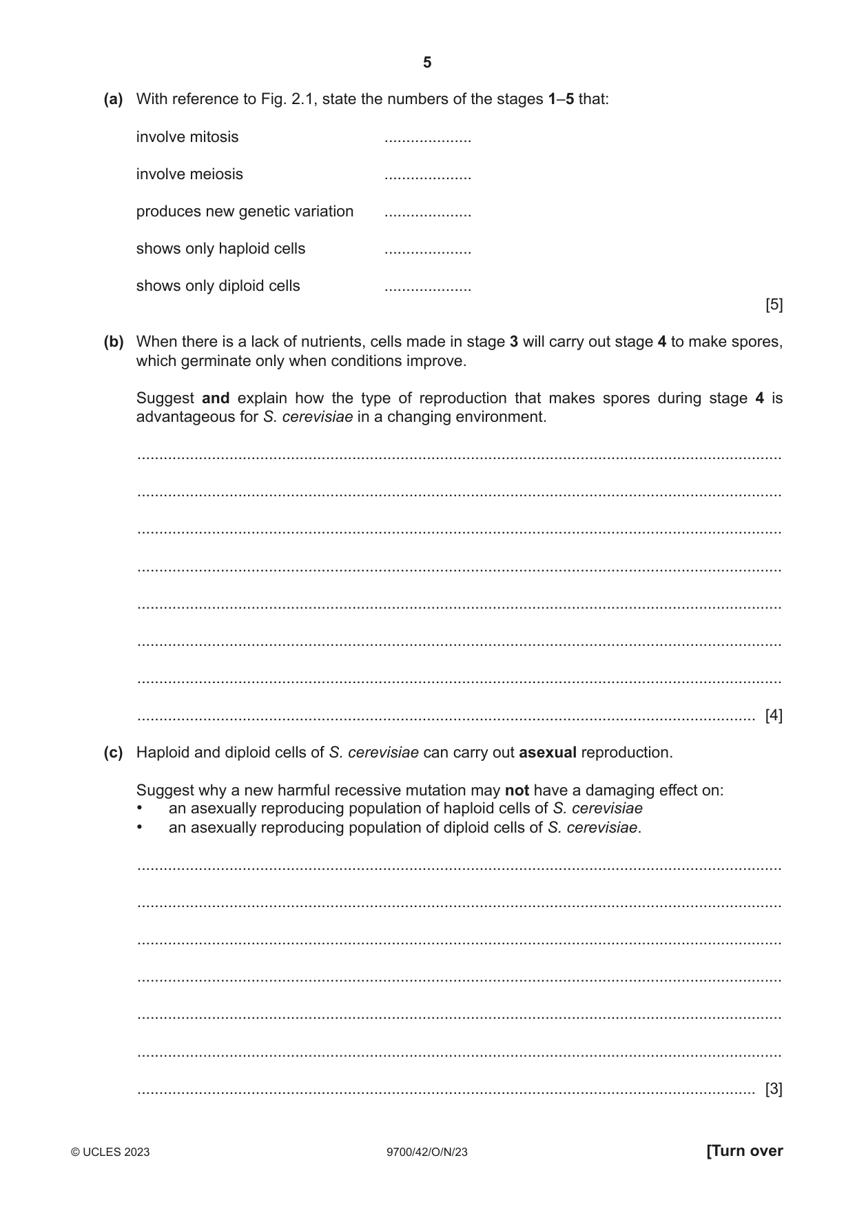 Cambridge A Level Biology 9700 2023 Oct/Nov Paper 4 · Variant 2 question paper, page 5 of 24