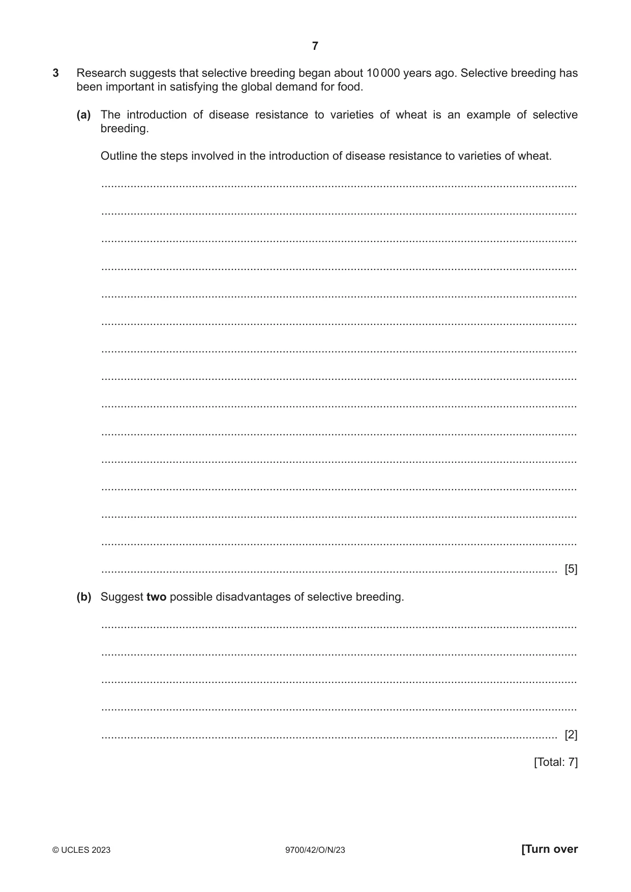 Cambridge A Level Biology 9700 2023 Oct/Nov Paper 4 · Variant 2 question paper, page 7 of 24