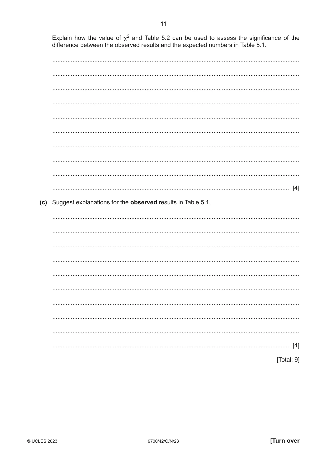 Cambridge A Level Biology 9700 2023 Oct/Nov Paper 4 · Variant 2 question paper, page 11 of 24