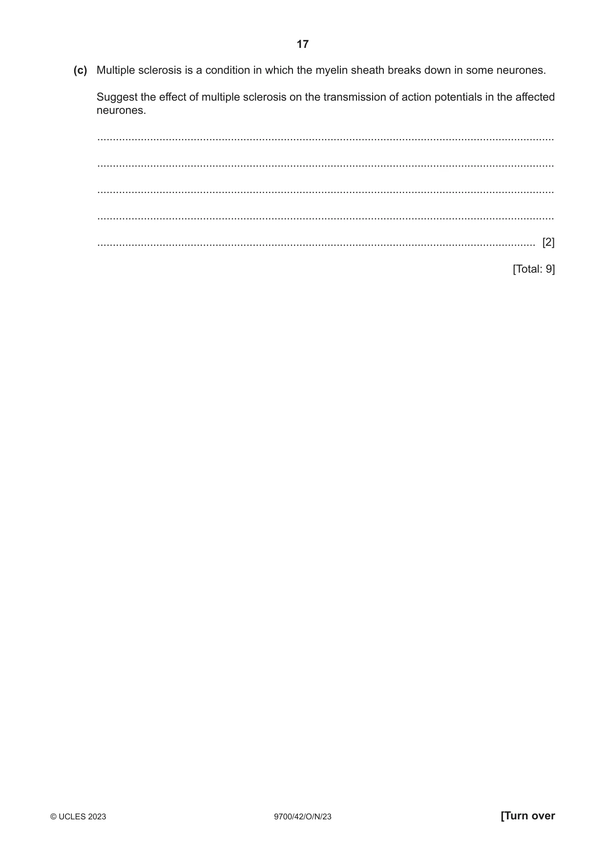 Cambridge A Level Biology 9700 2023 Oct/Nov Paper 4 · Variant 2 question paper, page 17 of 24