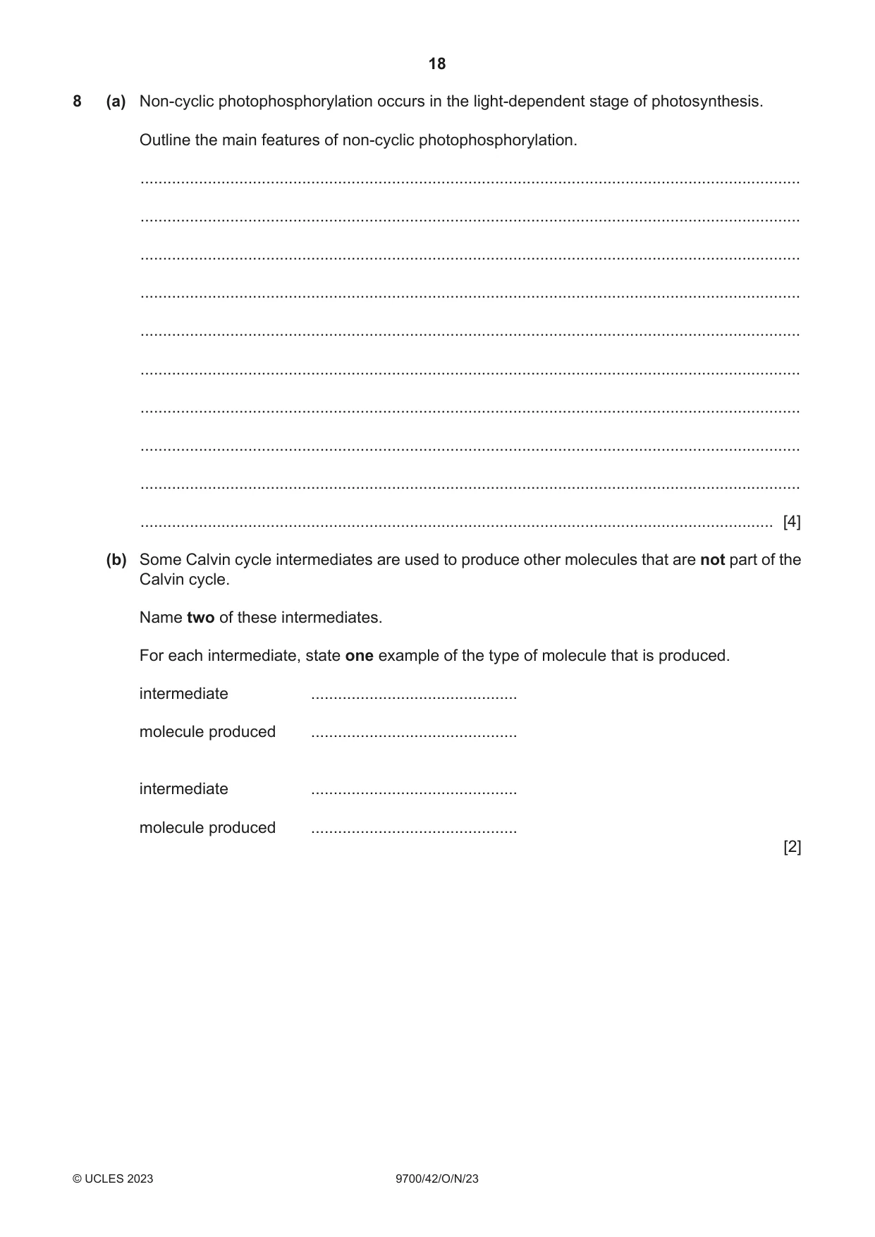 Cambridge A Level Biology 9700 2023 Oct/Nov Paper 4 · Variant 2 question paper, page 18 of 24