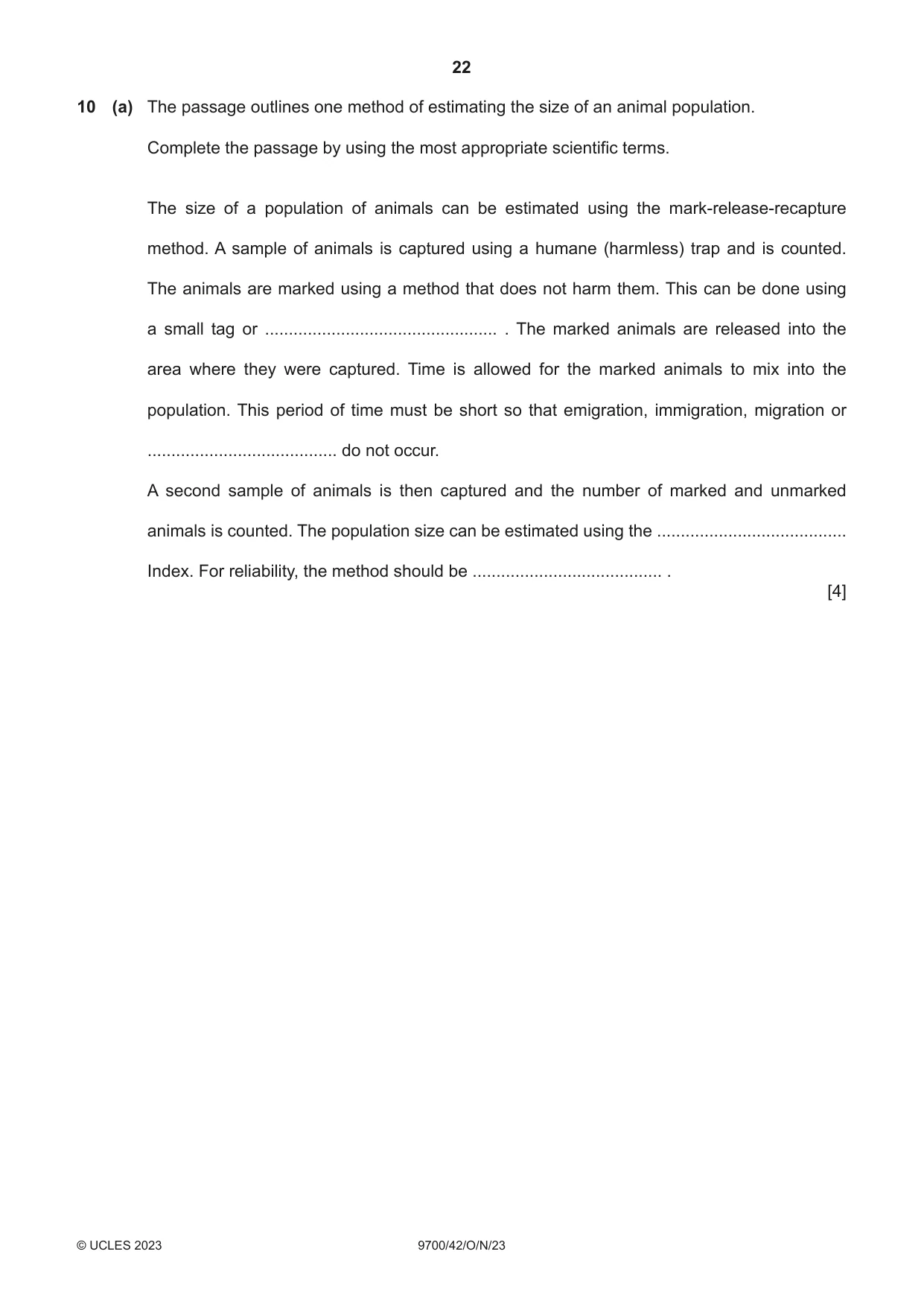 Cambridge A Level Biology 9700 2023 Oct/Nov Paper 4 · Variant 2 question paper, page 22 of 24