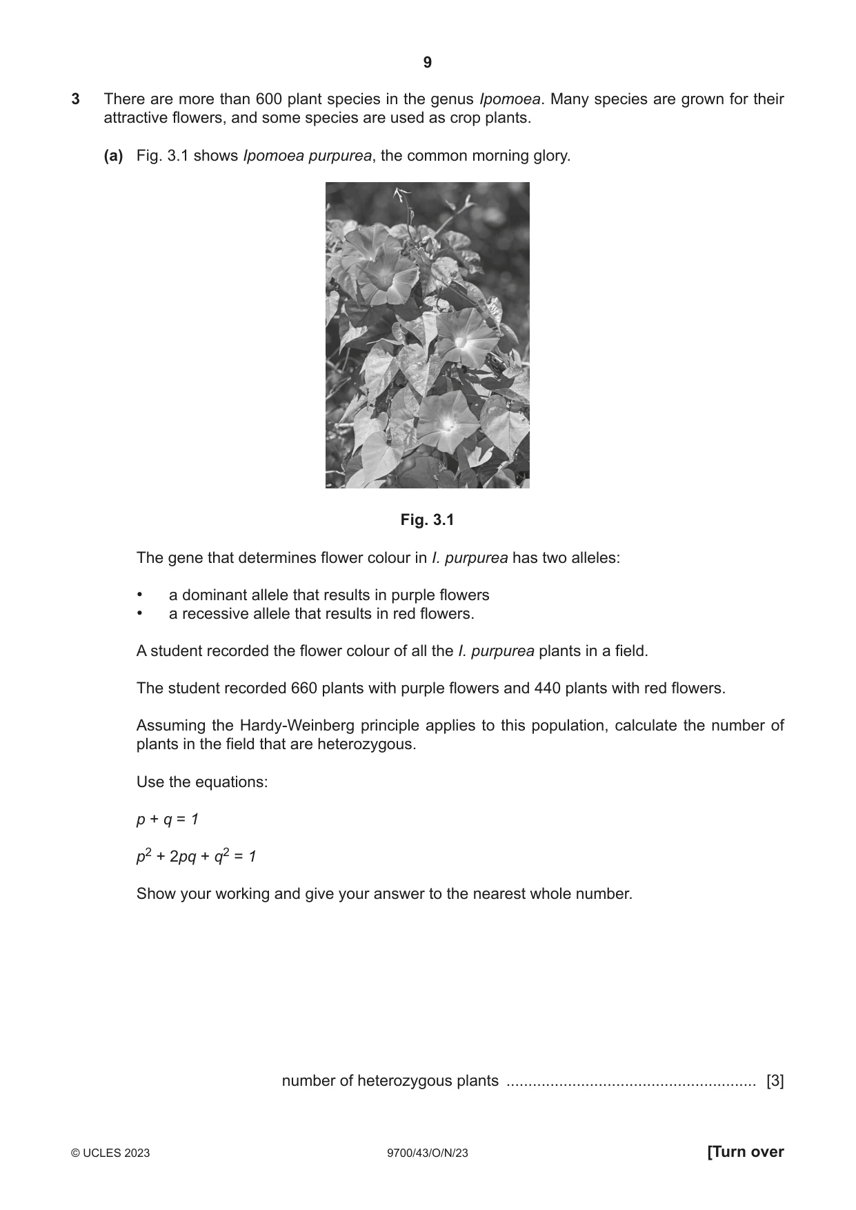 Cambridge A Level Biology 9700 2023 Oct/Nov Paper 4 · Variant 3 question paper, page 9 of 28