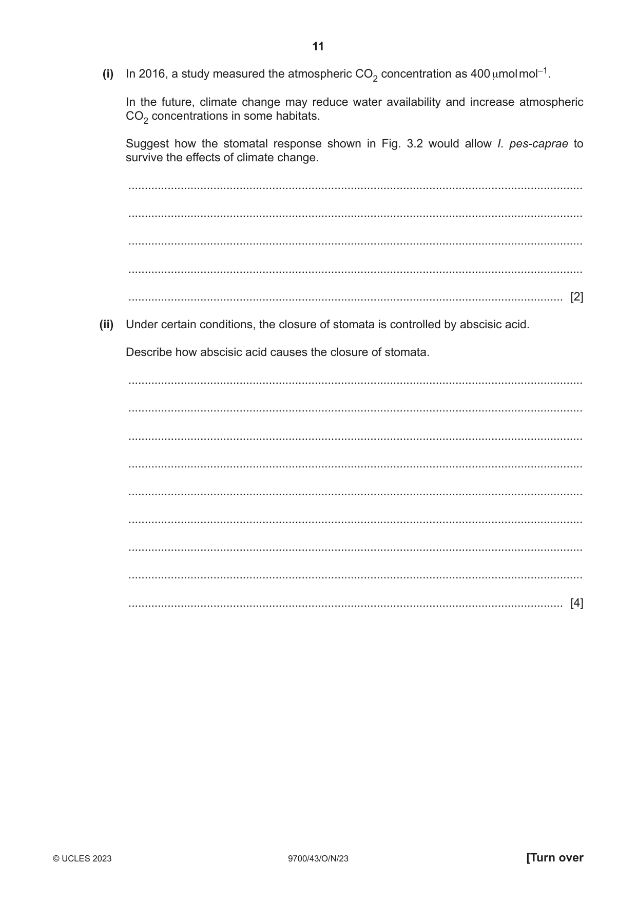 Cambridge A Level Biology 9700 2023 Oct/Nov Paper 4 · Variant 3 question paper, page 11 of 28