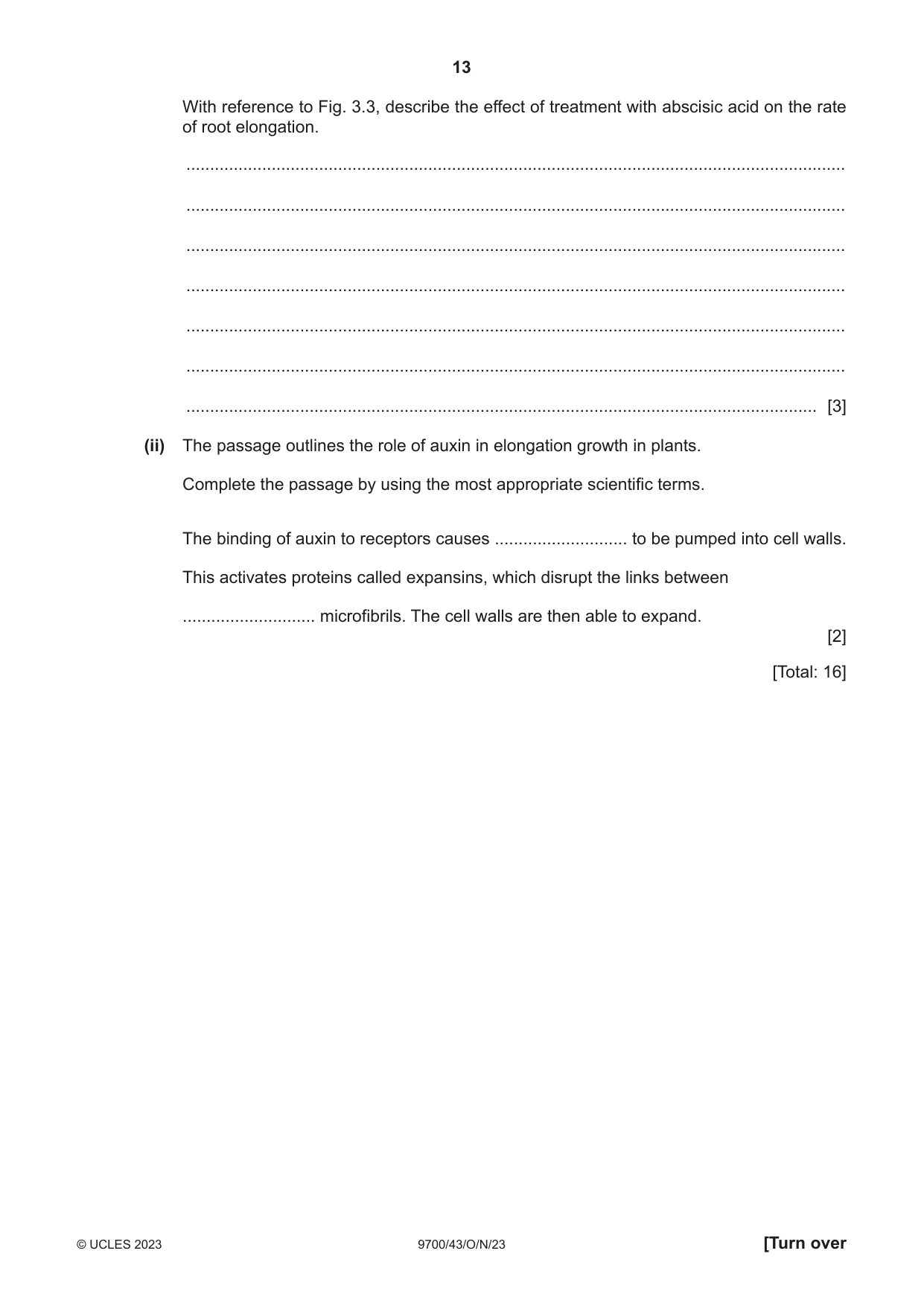 Cambridge A Level Biology 9700 2023 Oct/Nov Paper 4 · Variant 3 question paper, page 13 of 28