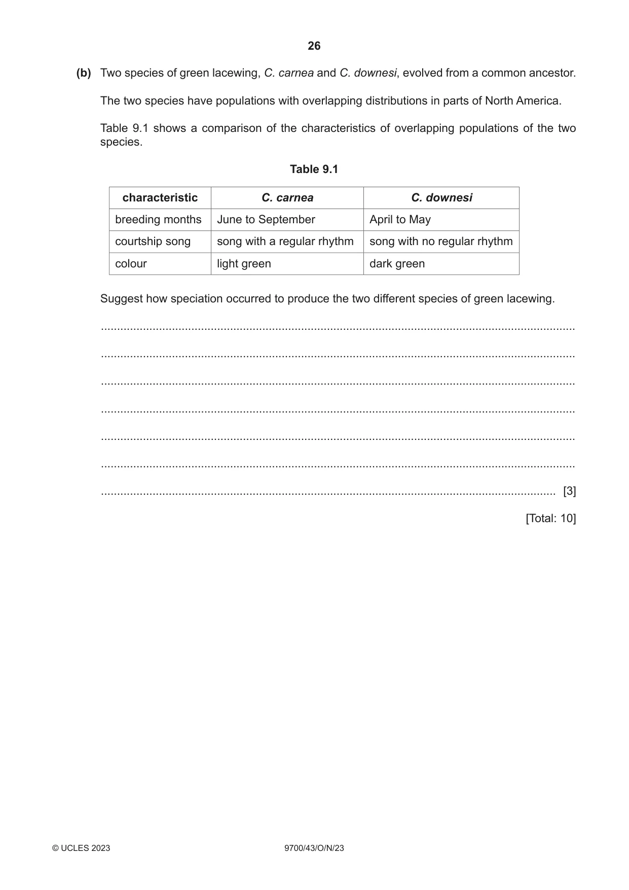 Cambridge A Level Biology 9700 2023 Oct/Nov Paper 4 · Variant 3 question paper, page 26 of 28