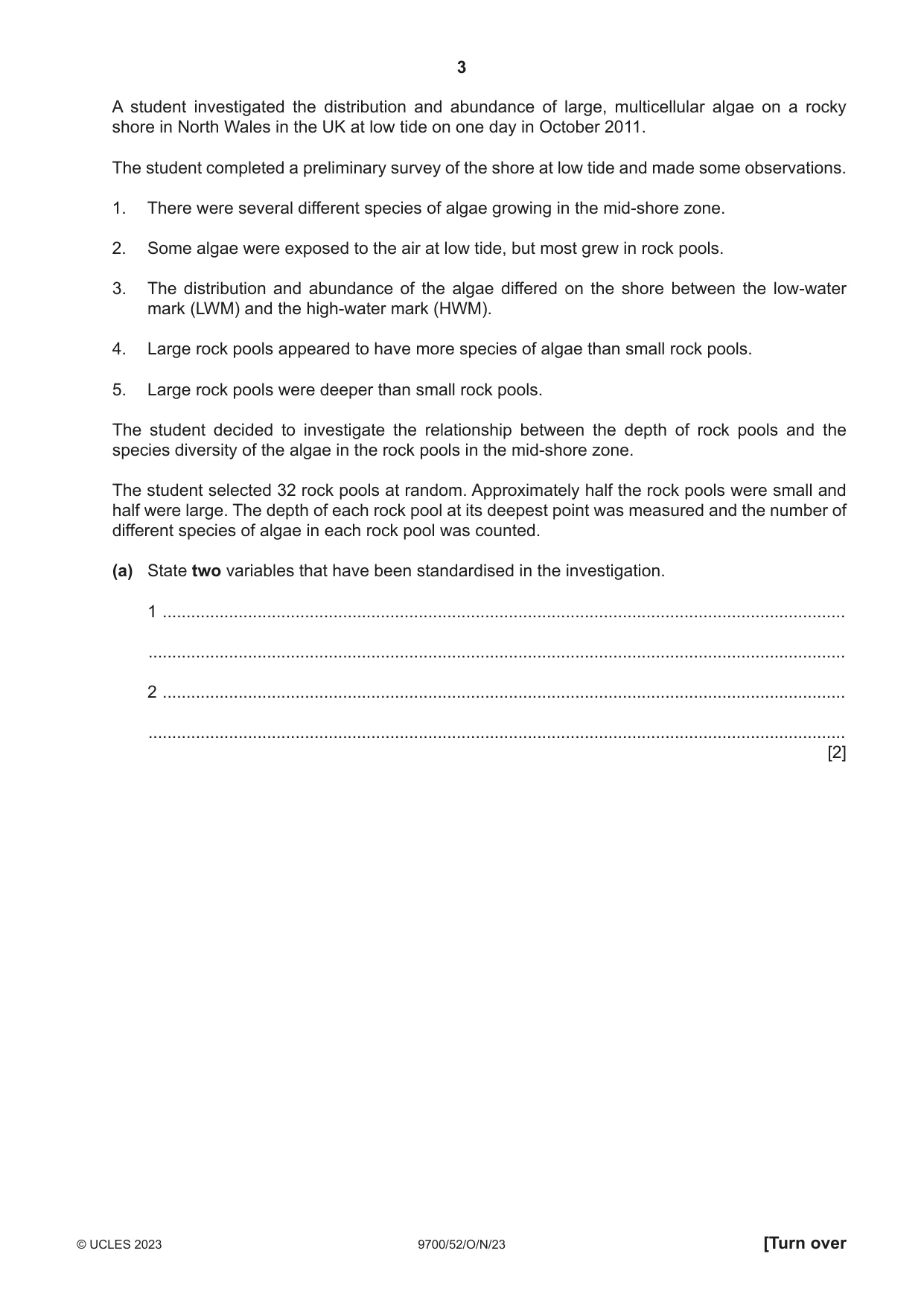 Cambridge A Level Biology 9700 2023 Oct/Nov Paper 5 · Variant 2 question paper, page 3 of 16