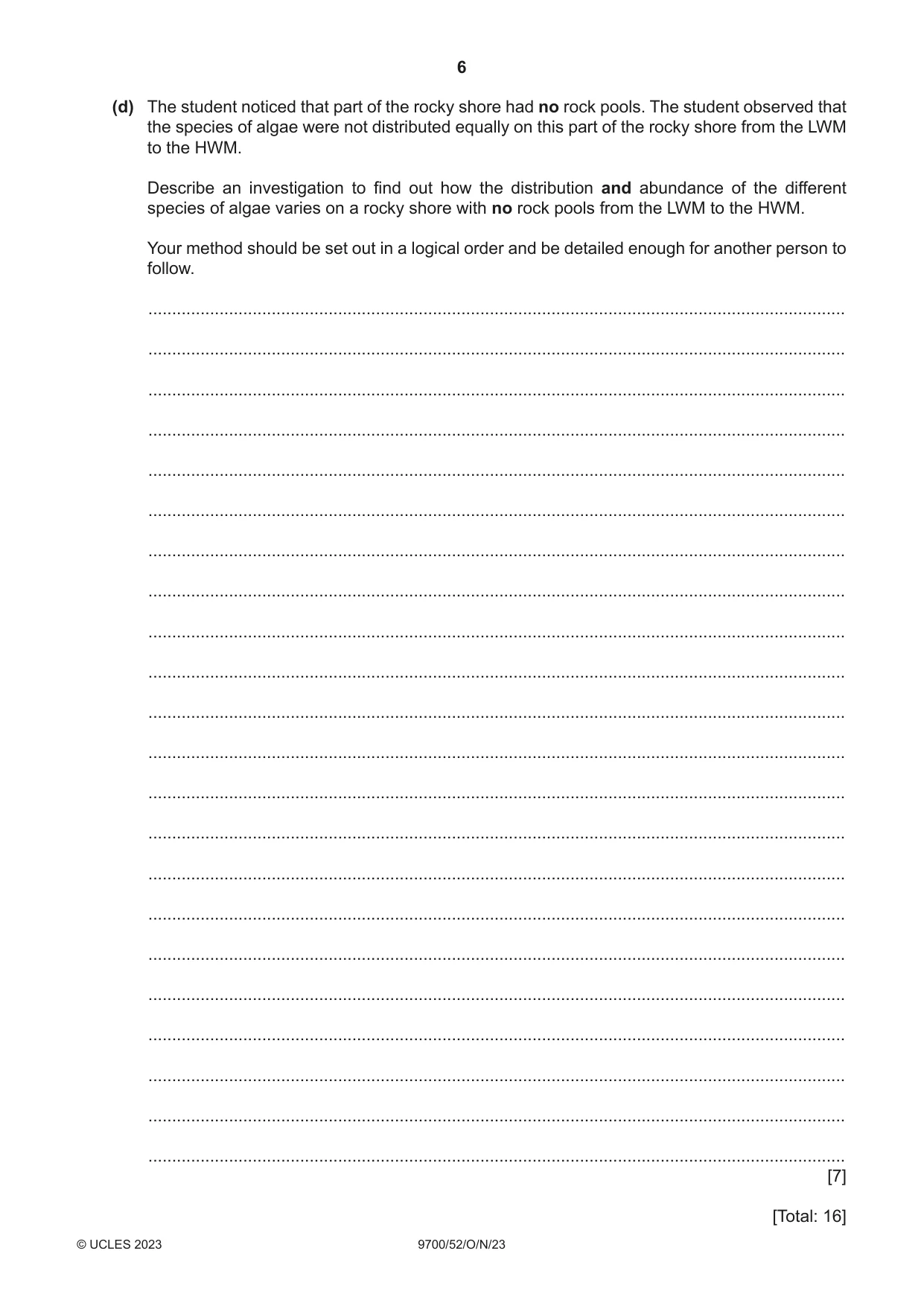 Cambridge A Level Biology 9700 2023 Oct/Nov Paper 5 · Variant 2 question paper, page 6 of 16