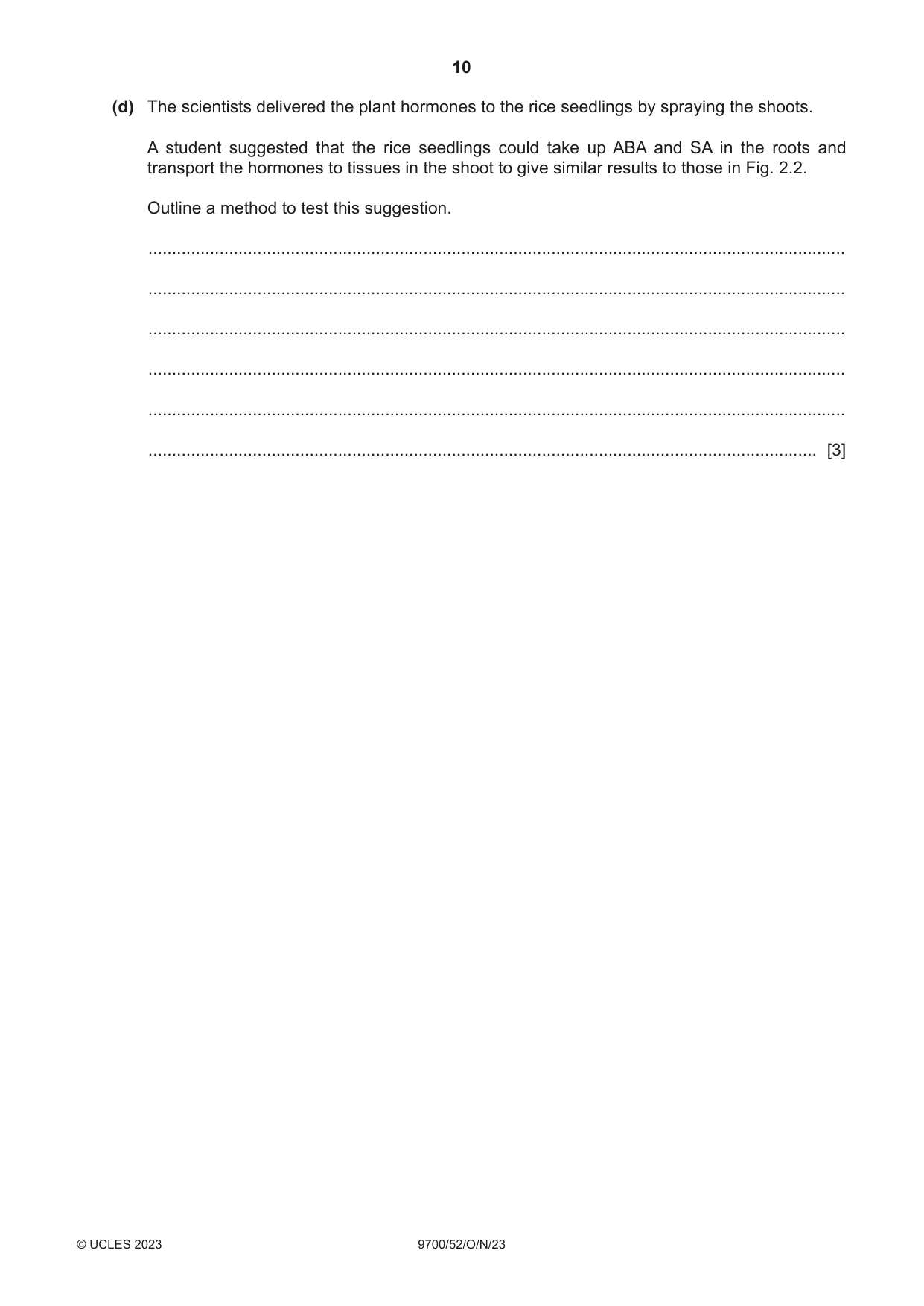 Cambridge A Level Biology 9700 2023 Oct/Nov Paper 5 · Variant 2 question paper, page 10 of 16