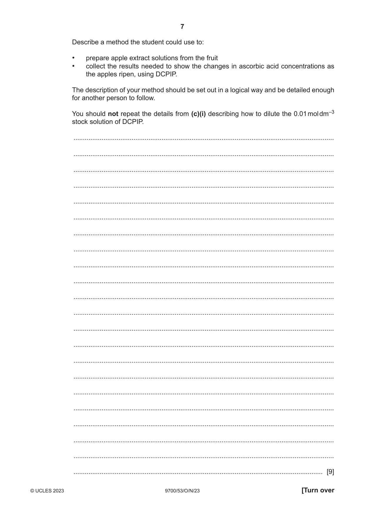 Cambridge A Level Biology 9700 2023 Oct/Nov Paper 5 · Variant 3 question paper, page 7 of 16