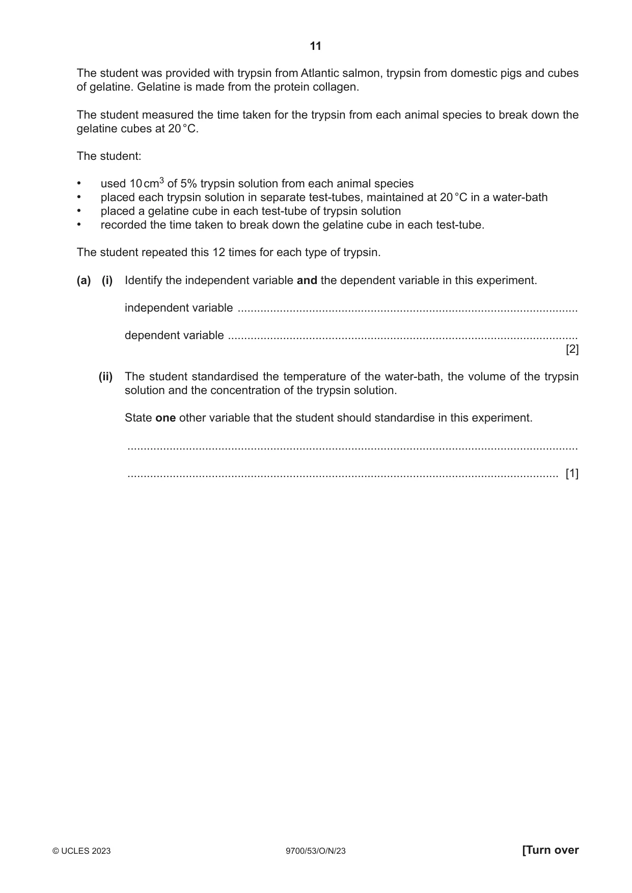 Cambridge A Level Biology 9700 2023 Oct/Nov Paper 5 · Variant 3 question paper, page 11 of 16