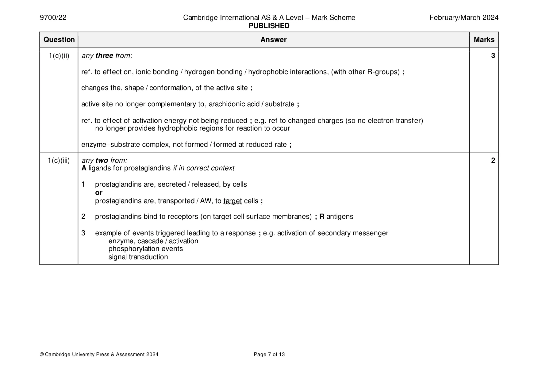 Mark scheme, page 7 of 13