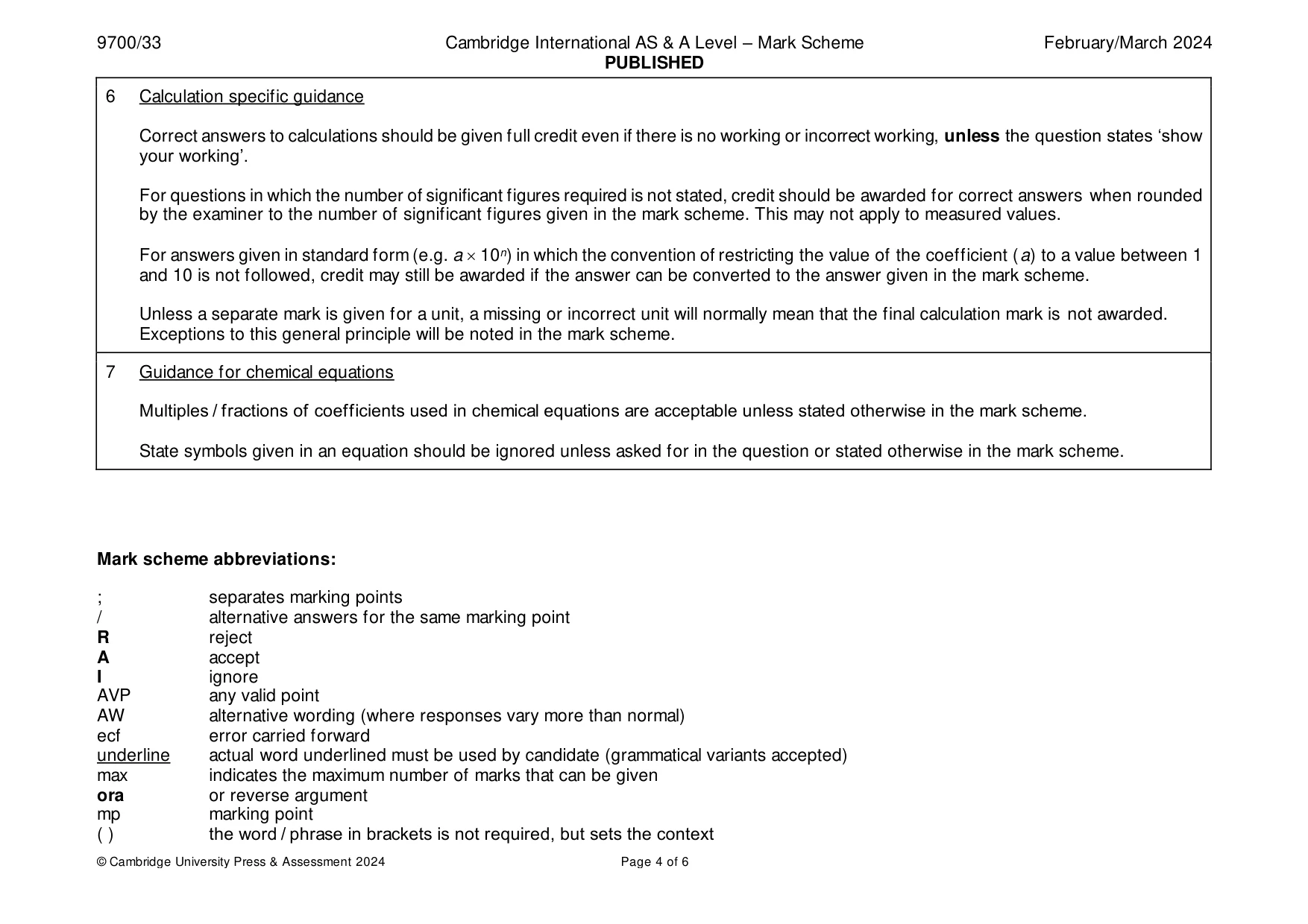 Mark scheme, page 4 of 6
