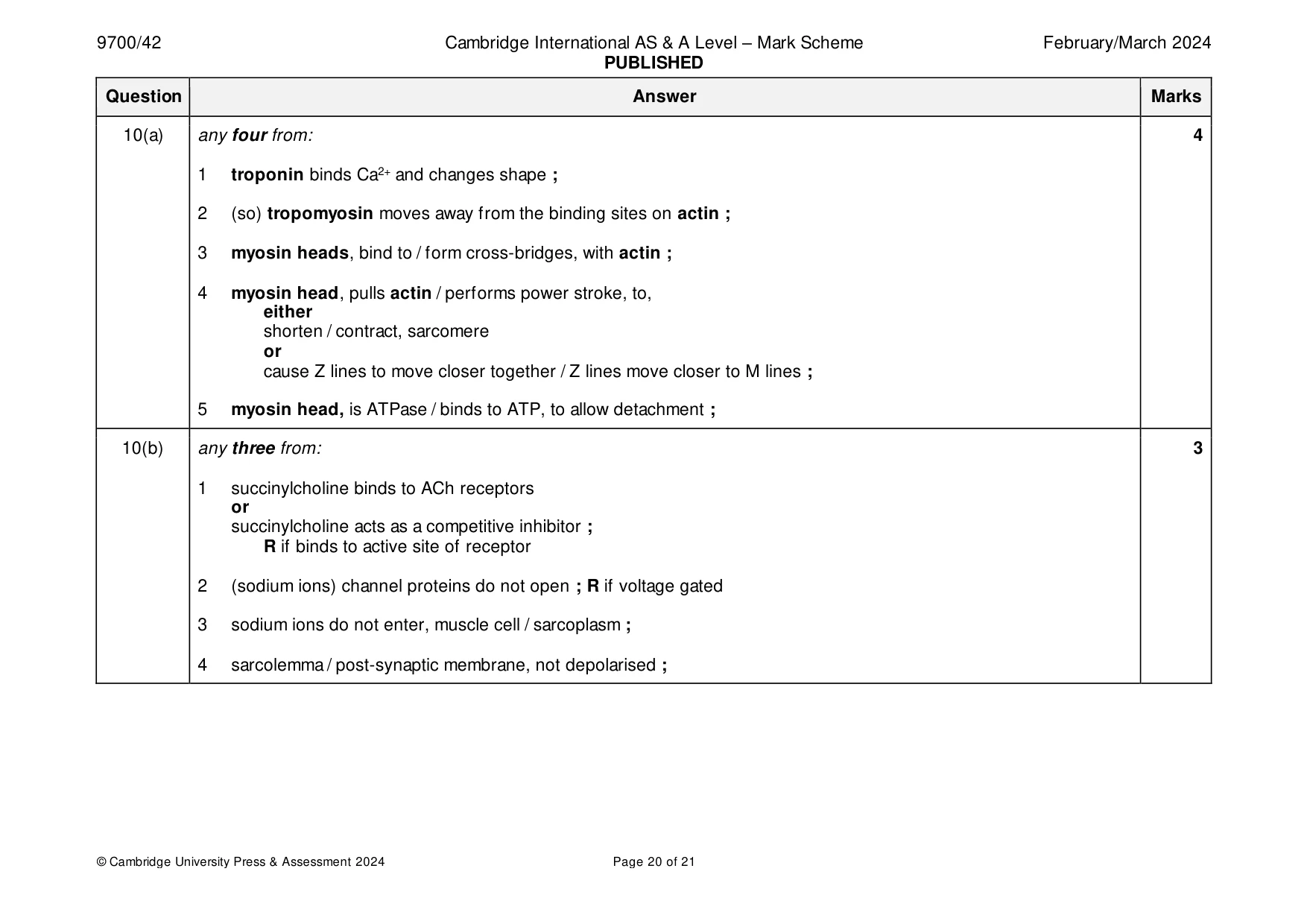 Mark scheme, page 20 of 21