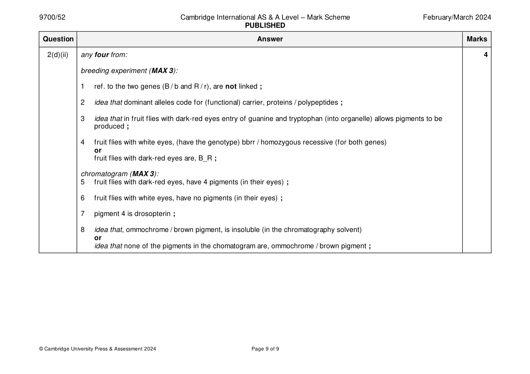 Mark scheme, page 9 of 9