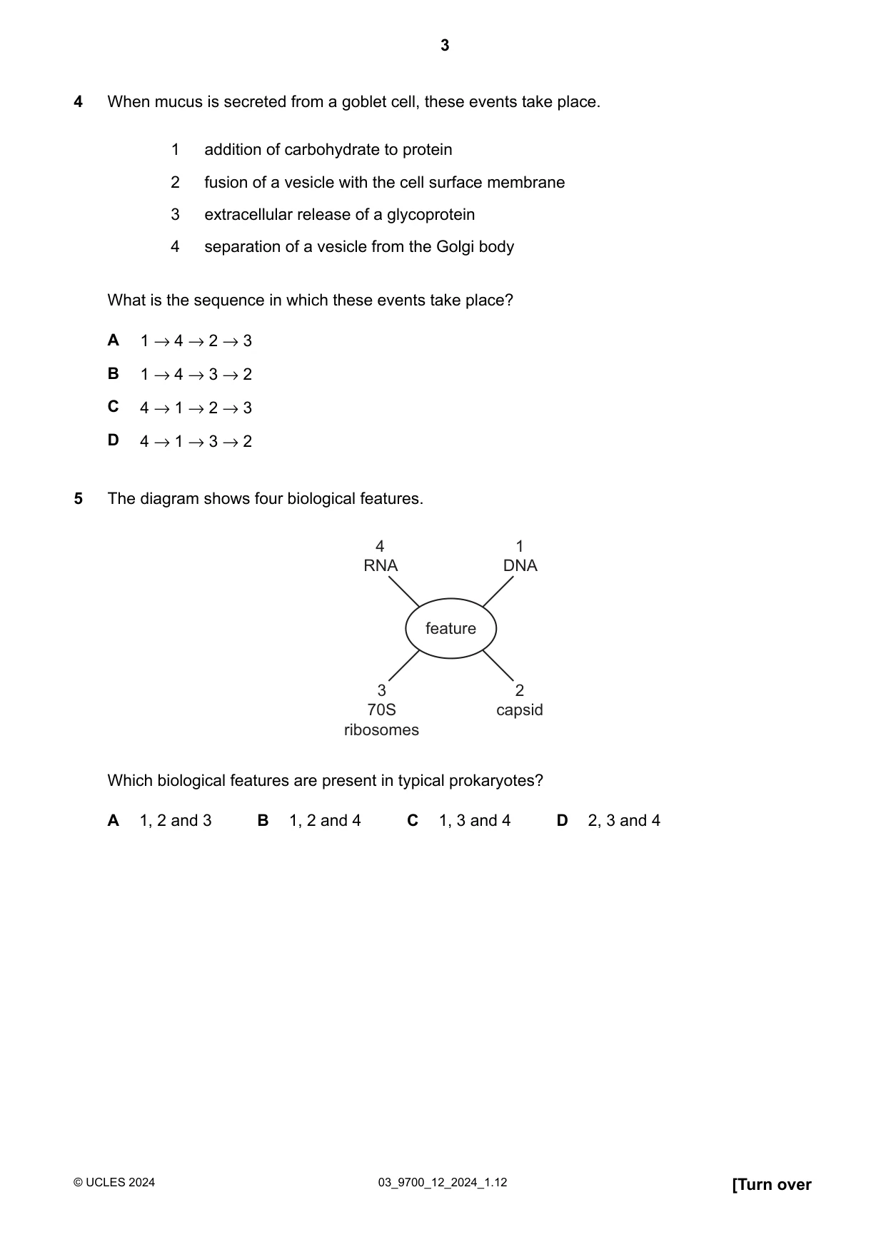 Cambridge A Level Biology 9700 2024 Feb/March Paper 1 · Variant 2 question paper, page 3 of 20