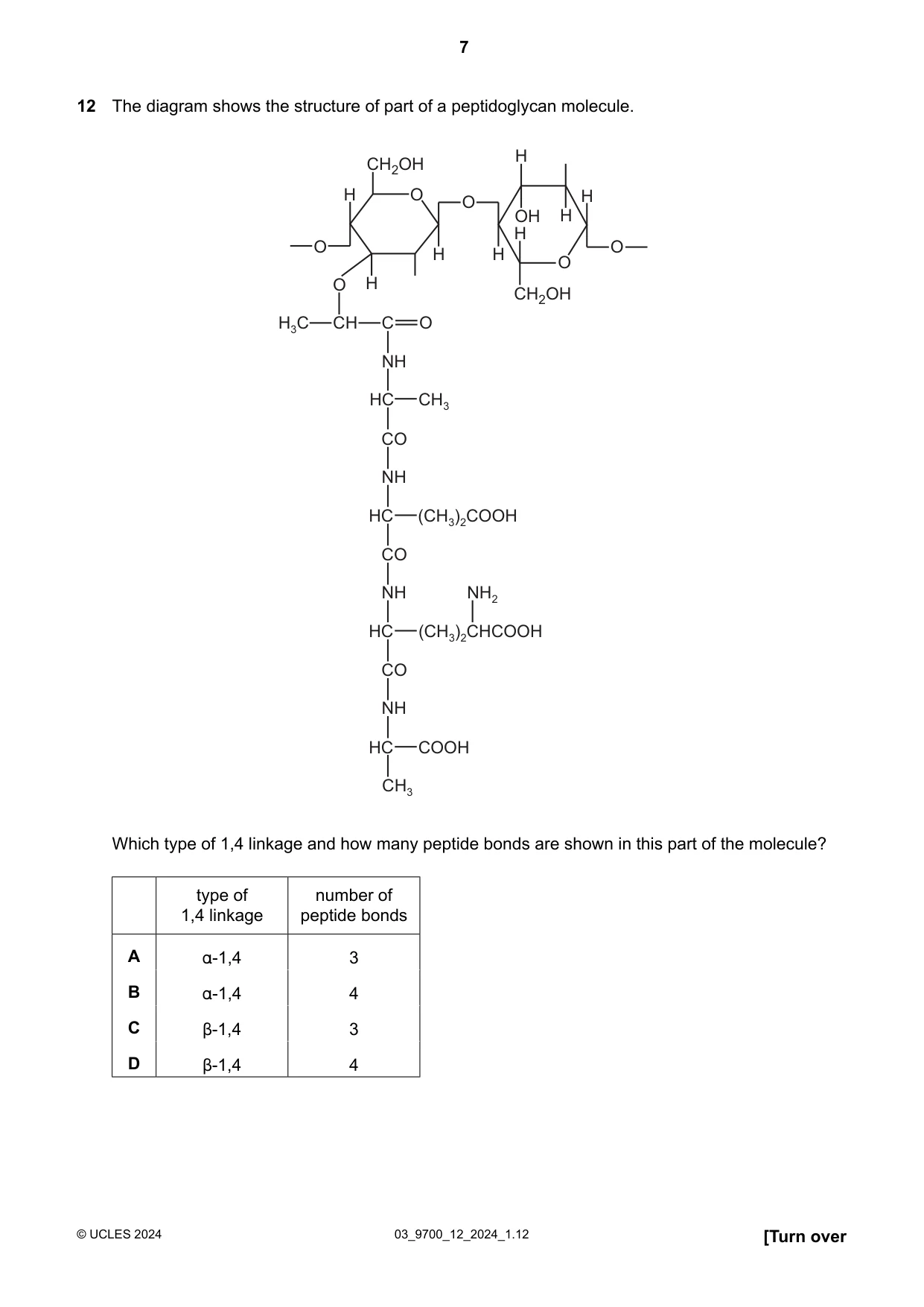 Cambridge A Level Biology 9700 2024 Feb/March Paper 1 · Variant 2 question paper, page 7 of 20