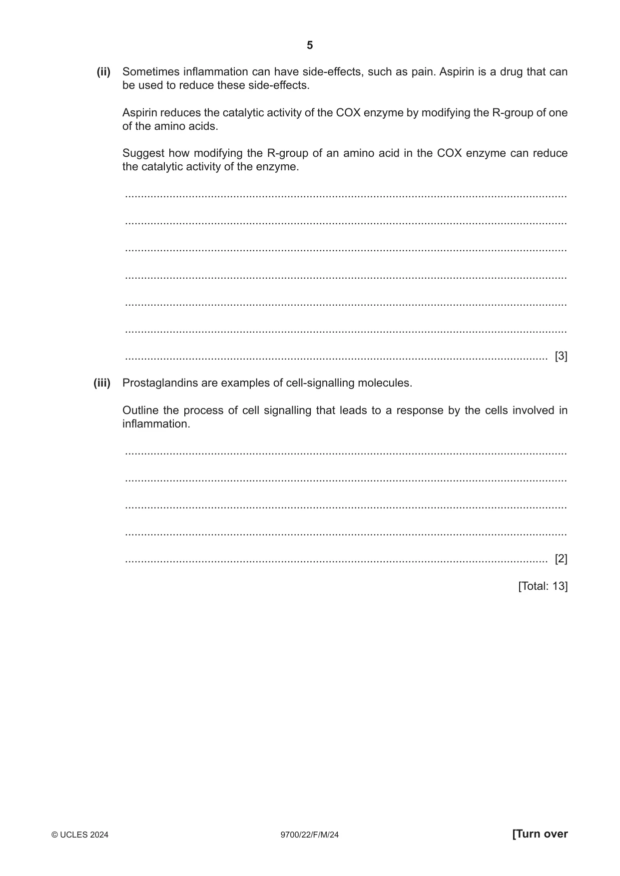 Cambridge A Level Biology 9700 2024 Feb/March Paper 2 · Variant 2 question paper, page 5 of 20