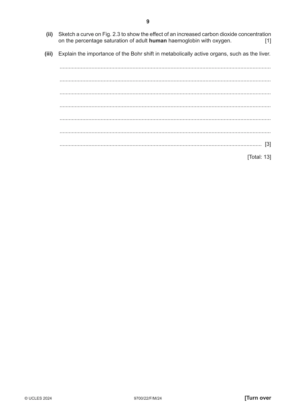 Cambridge A Level Biology 9700 2024 Feb/March Paper 2 · Variant 2 question paper, page 9 of 20