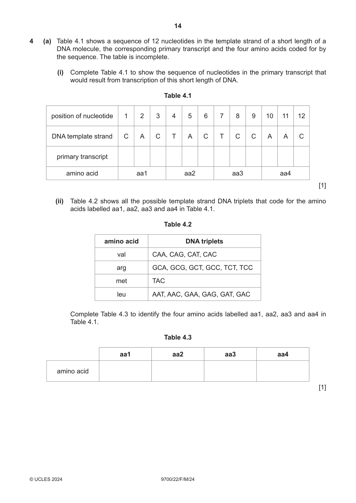 Cambridge A Level Biology 9700 2024 Feb/March Paper 2 · Variant 2 question paper, page 14 of 20