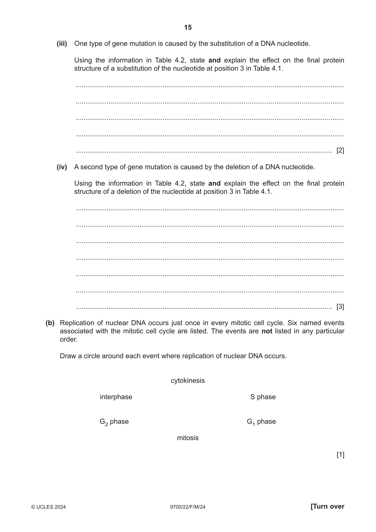 Cambridge A Level Biology 9700 2024 Feb/March Paper 2 · Variant 2 question paper, page 15 of 20