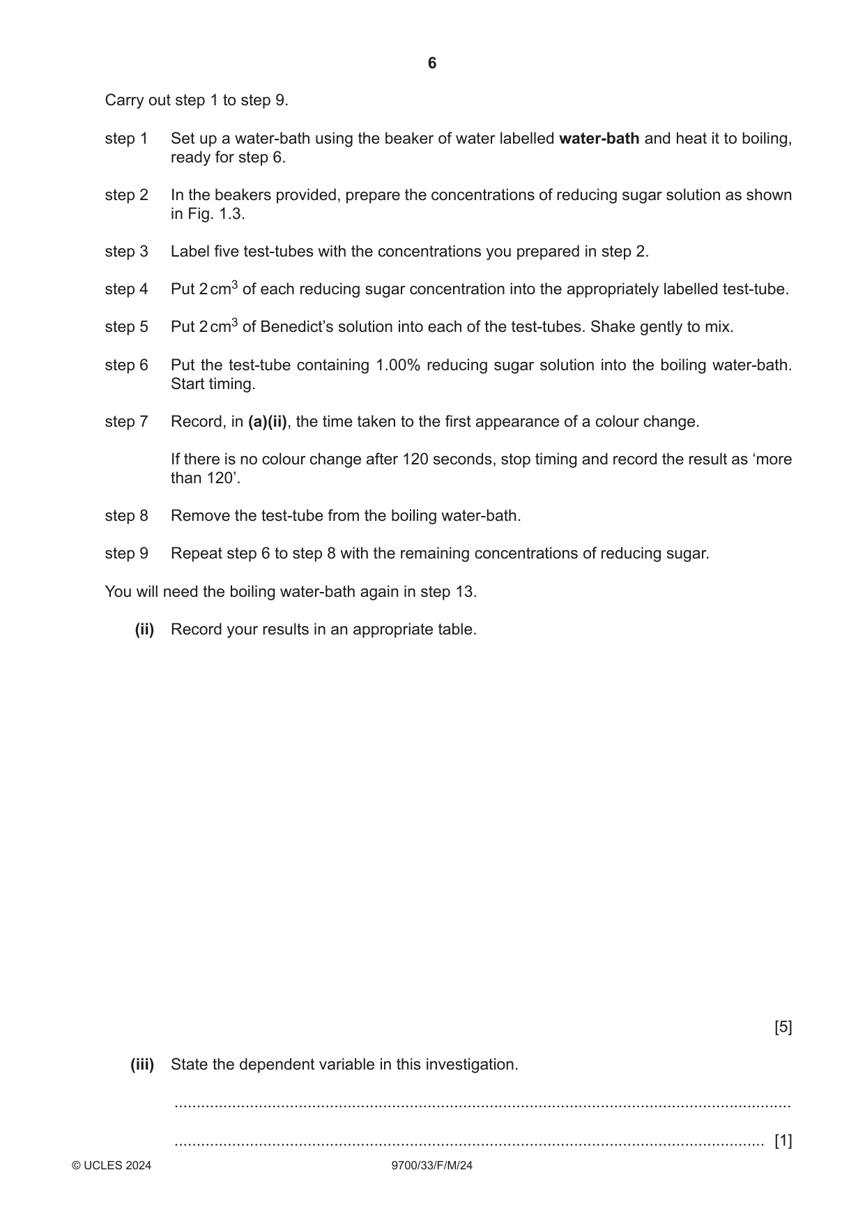 Cambridge A Level Biology 9700 2024 Feb/March Paper 3 · Variant 3 question paper, page 6 of 16
