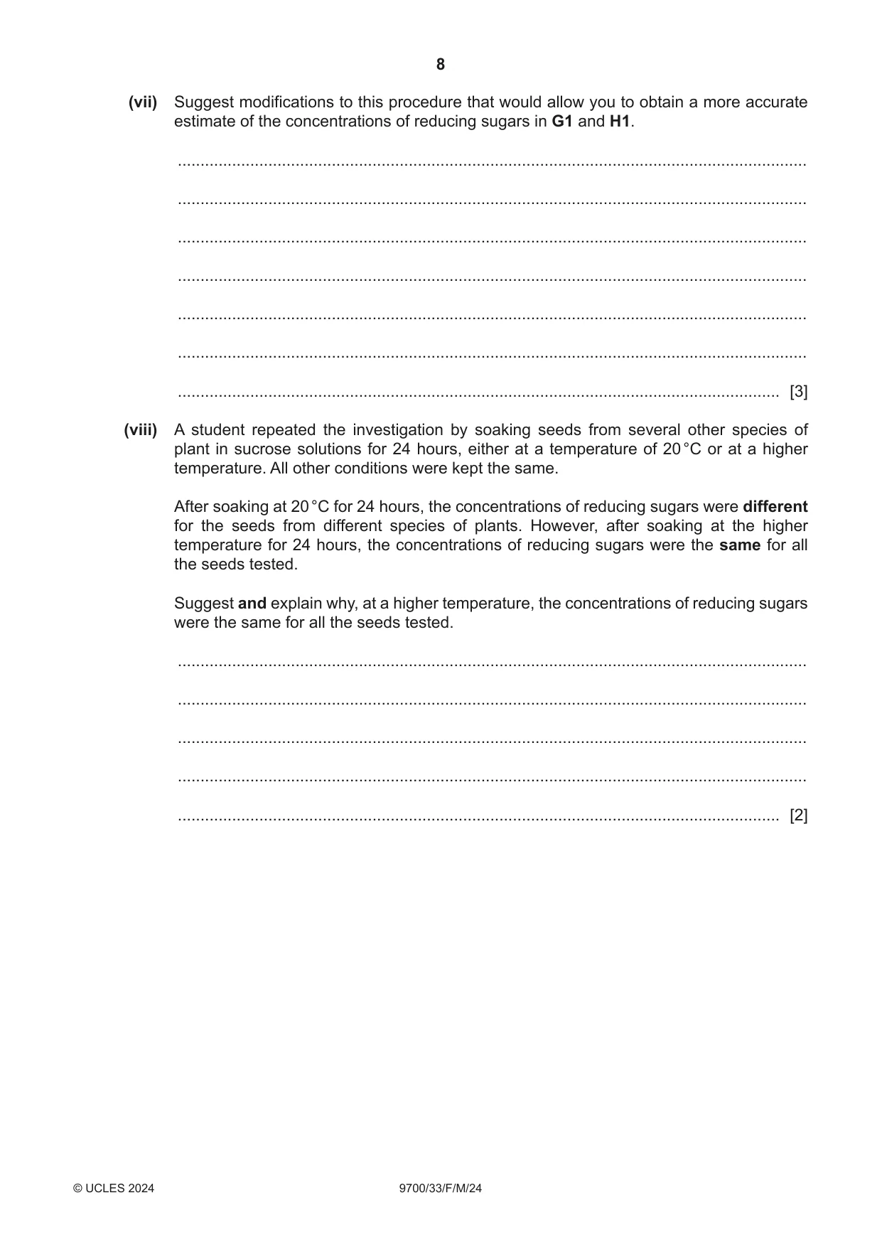Cambridge A Level Biology 9700 2024 Feb/March Paper 3 · Variant 3 question paper, page 8 of 16