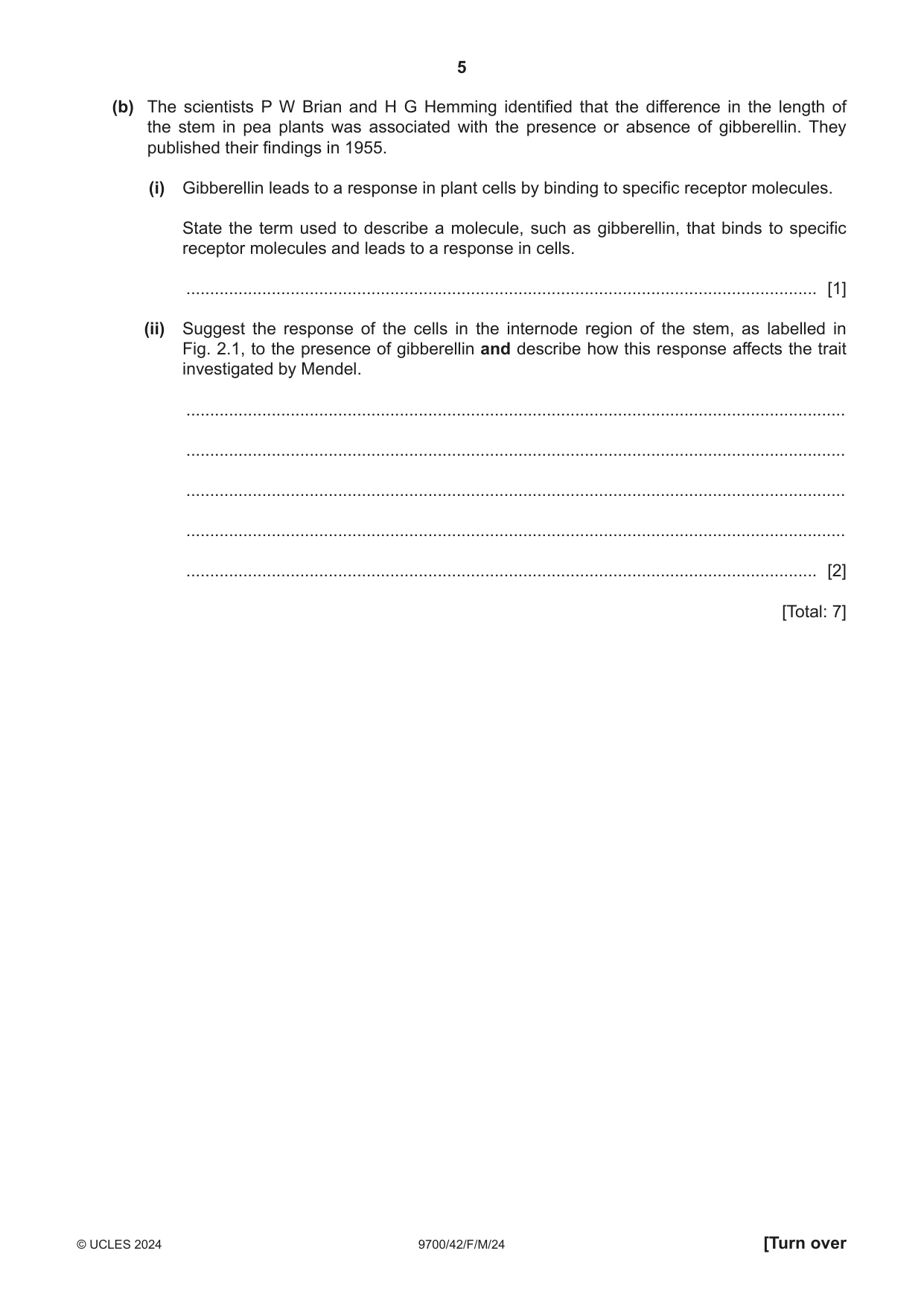 Cambridge A Level Biology 9700 2024 Feb/March Paper 4 · Variant 2 question paper, page 5 of 32